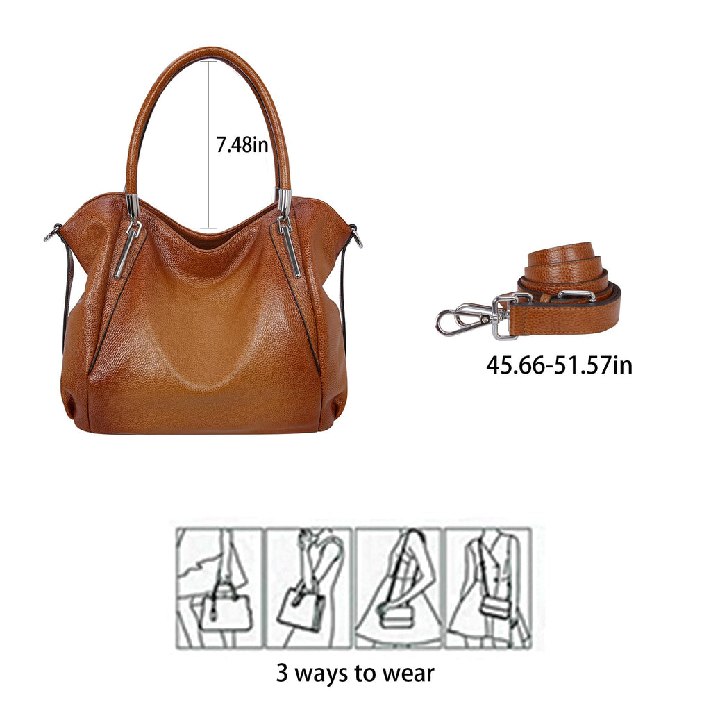 HESHE Genuine Leather Purses for Women Shoulder Handbags Hobo Tote Bags(SL)