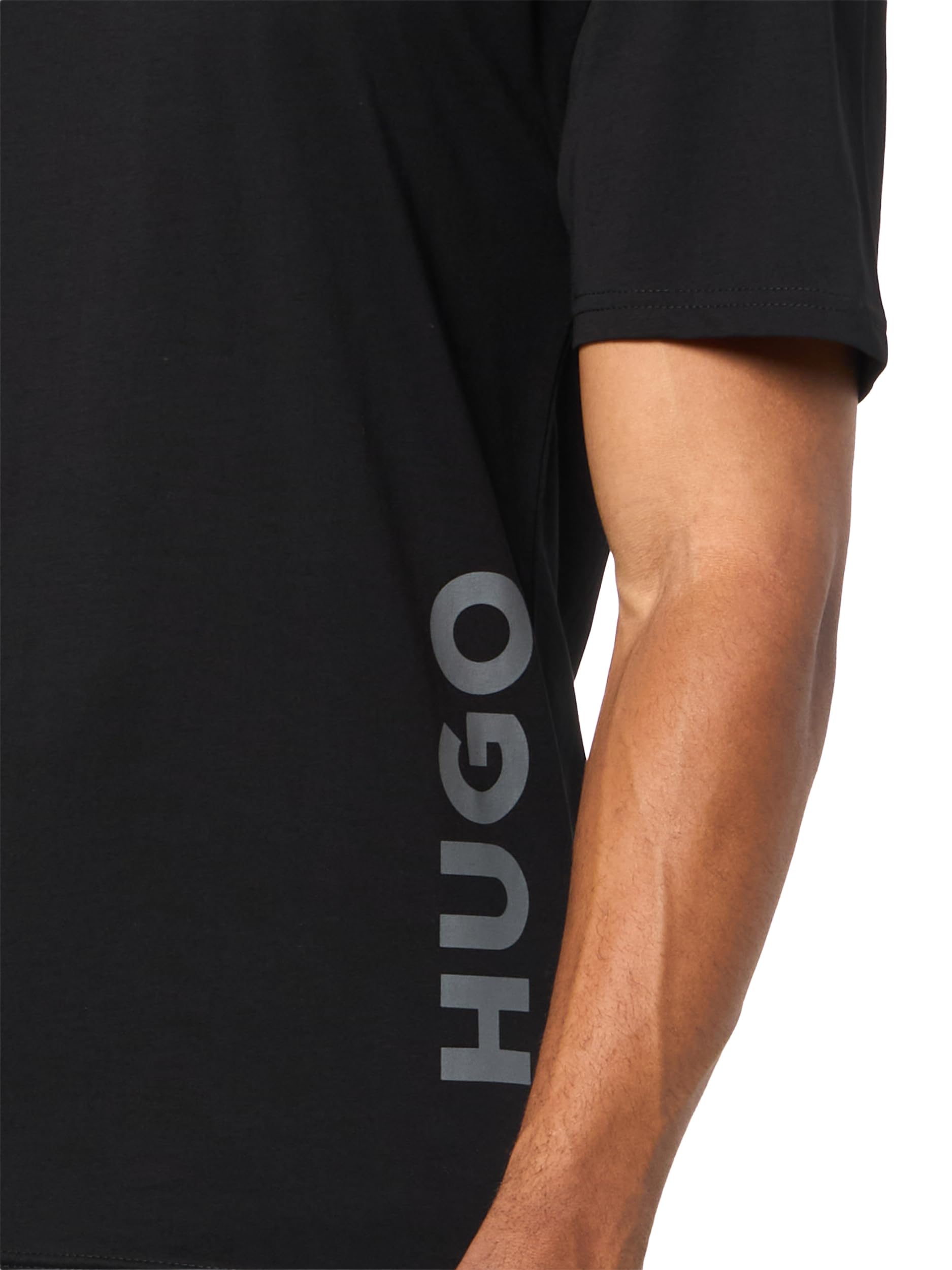 HUGO, Vertical Logo Cotton Short-Sleeve T-Shirt, Black Magnolia, S