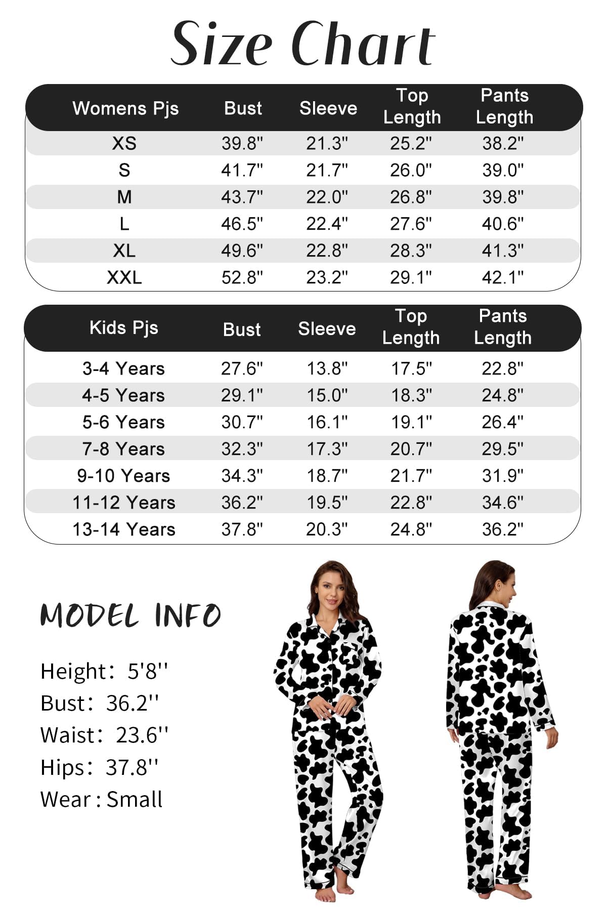 Silk Pajamas for Girls Satin Long Sleeve Button Down PJ Set Two-Piece Sleepwear for Kids, Cow Print, 4-5T