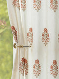 THREE GIRLS Pinch Pleated Curtains Light Filtering Red Floral Curtains for Living Room Bedroom Dining Room 84 Inches Luxury Linen Drapes Farmhouse Window Curtains with Hooks - 2 Panels Set, 40" x 84"