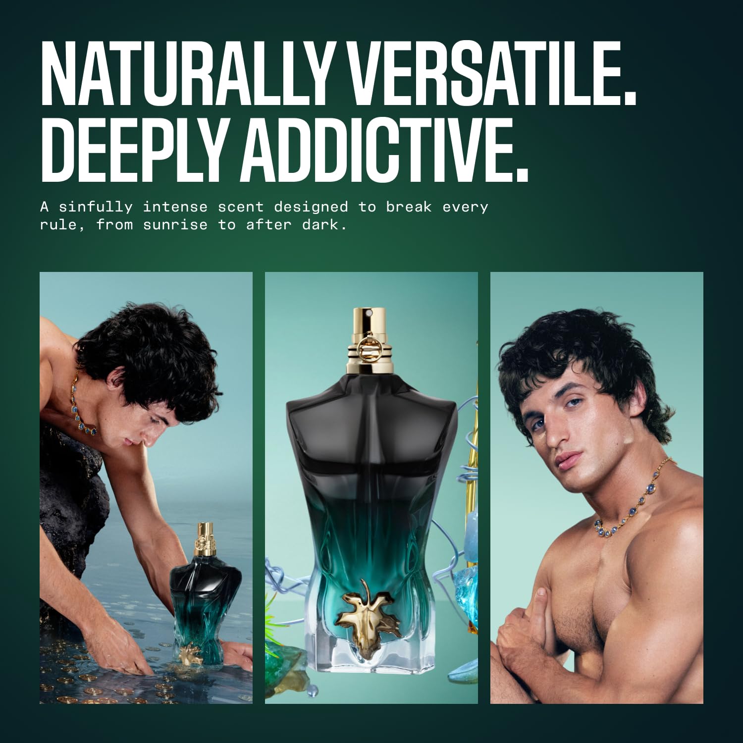 Jean Paul Gaultier Le Beau Le Parfum Intense for Men - Long Lasting Woody Amber Mens Cologne Eau de Parfum with Coconut Wood, Tonka Bean & Sandalwood - Designer Fragrance Spray, 2.5 oz