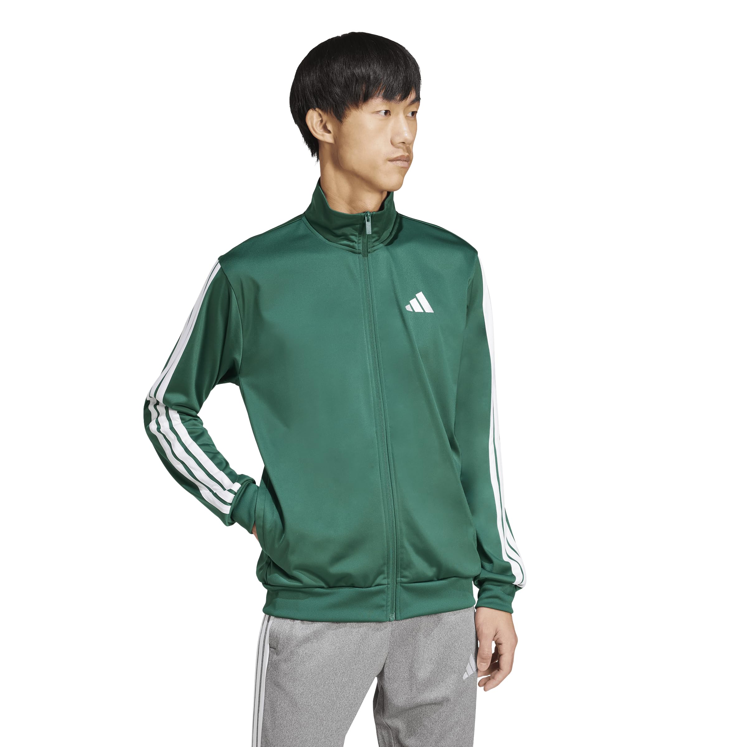 adidas Men's 3-Stripes Tricot Regular Sportswear Track Top, Collegiate Green, X-Large