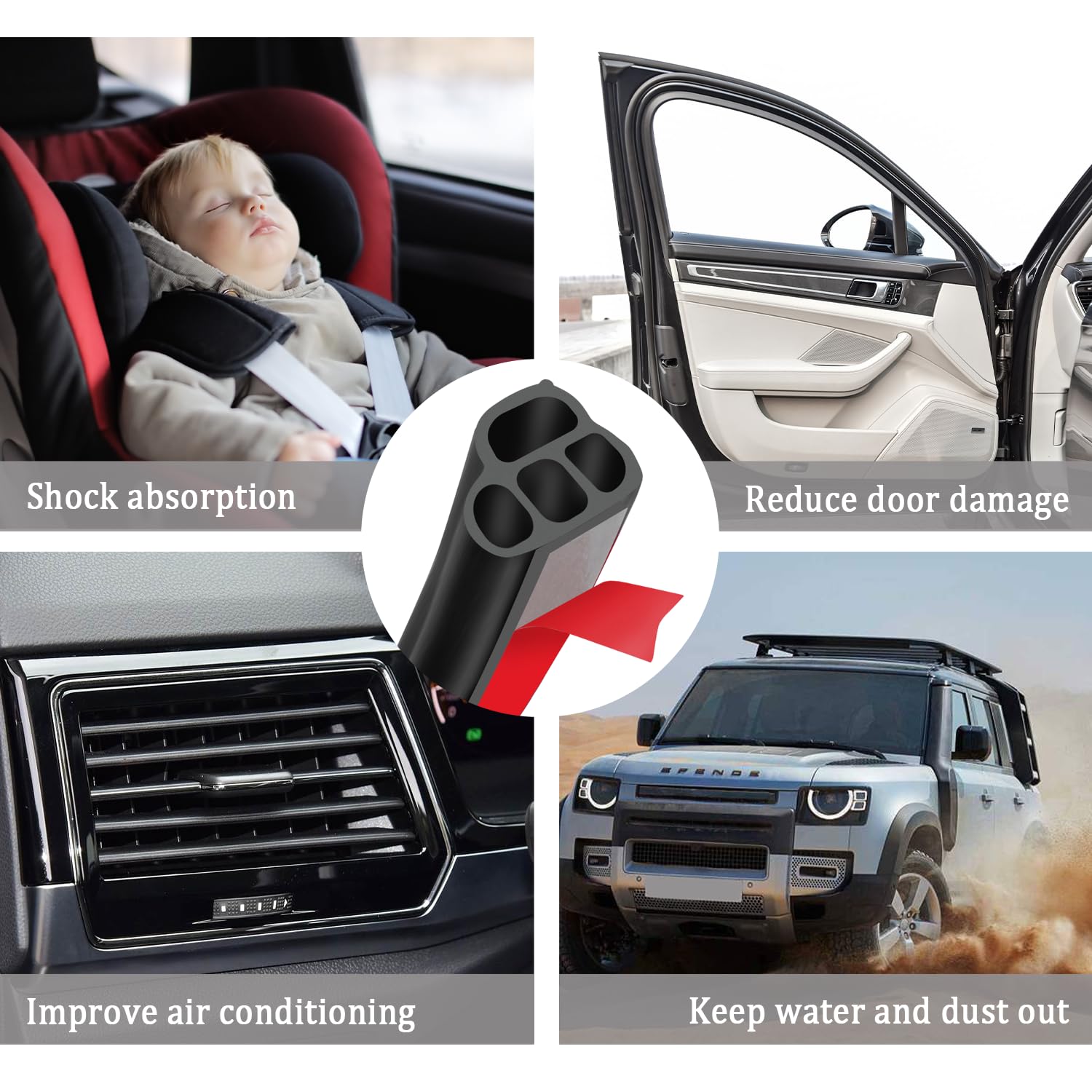 Car Door Rubber Seal Strip,Double Layer L Shape Automotive Weather Stripping,Universal Soundproofing Car Door Seal Strip Car Accessories for Car Door,Hood,Trunk(32.8Ft)