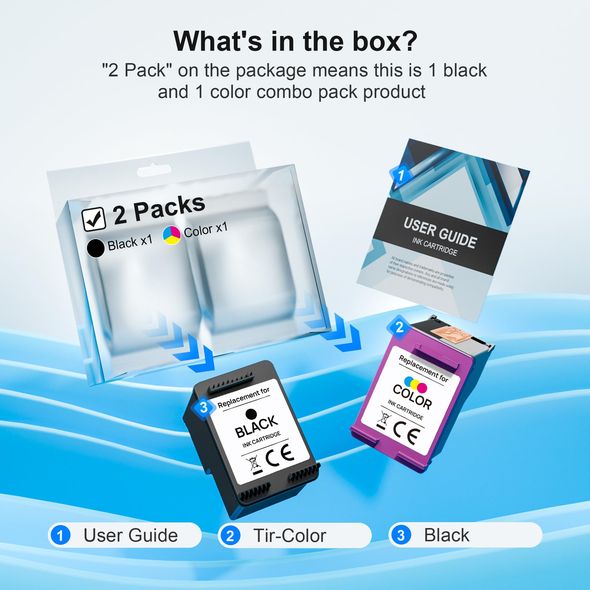 Adoccur 64XL Ink Cartridge Replacement for HP Ink 64 HP 64 Ink for HP 64XL Ink Cartridge Combo Pack Works with Envy Photo 7855 7858 6252 6255 7800 7100 7155 7158 Tango Series Printer (2 Pack)