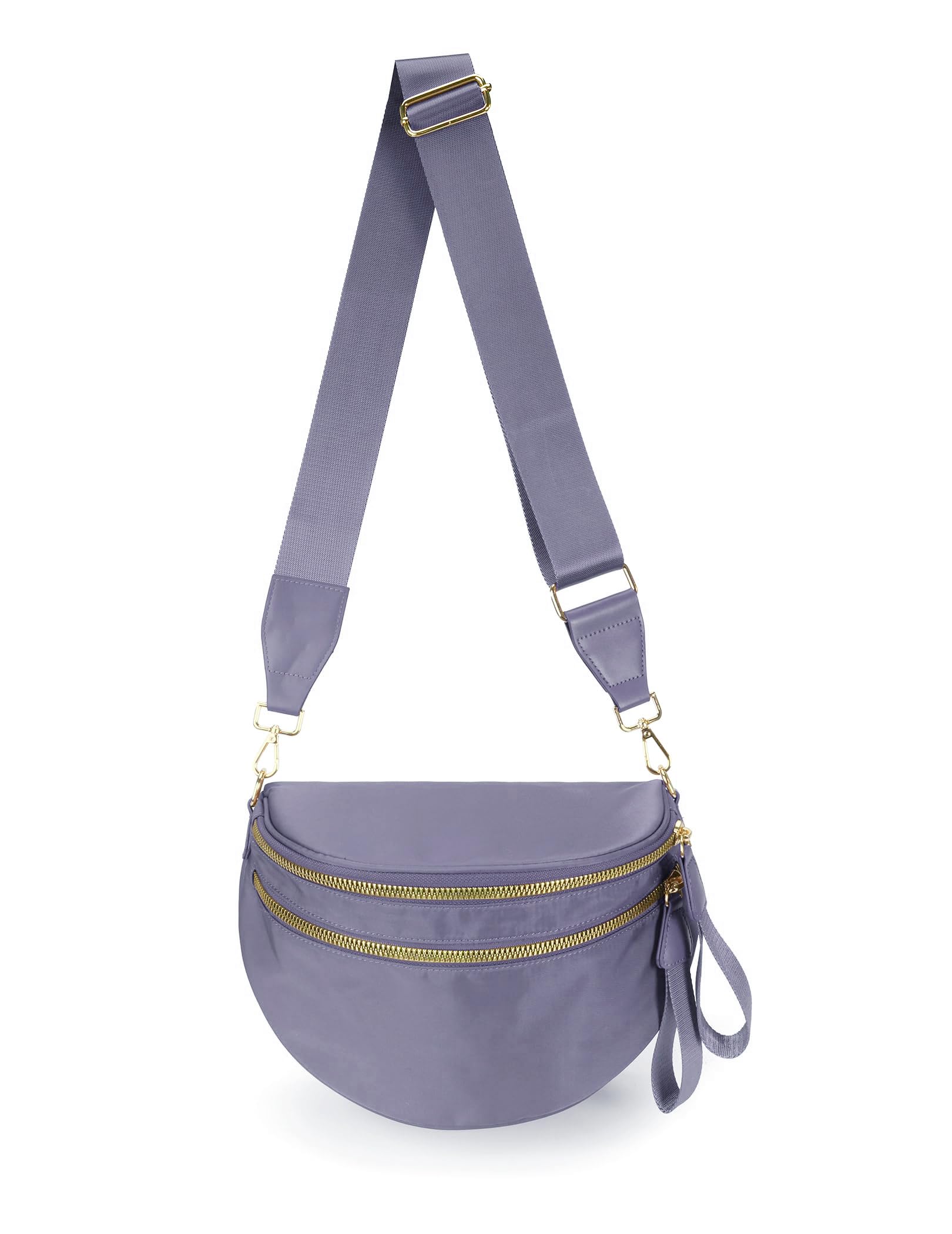 FEIBOON Spacious Nylon Crossbody Bag Bum Bag Handbags Wallets Purses Trendy Shoulder Bag for Women (Cloudy purple)