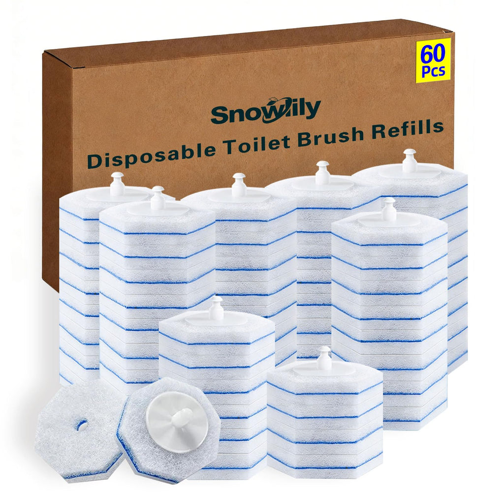 60 Count Toilet Cleaner Refill Pads Compatible with Clorox ToiletWand, High-Density Disposable Toilet Brush Refills for Powerful Scrubbing