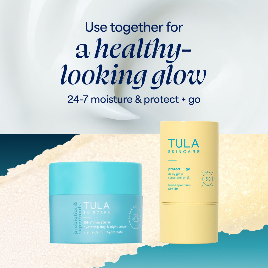 TULA Skin Care Protect + Glow Daily Sunscreen Stick Gel Broad Spectrum SPF 30 - Non-Greasy, Non-Comedogenic & Reef-Safe with Pollution & Blue Light Protection, Supersize, 3.38 oz