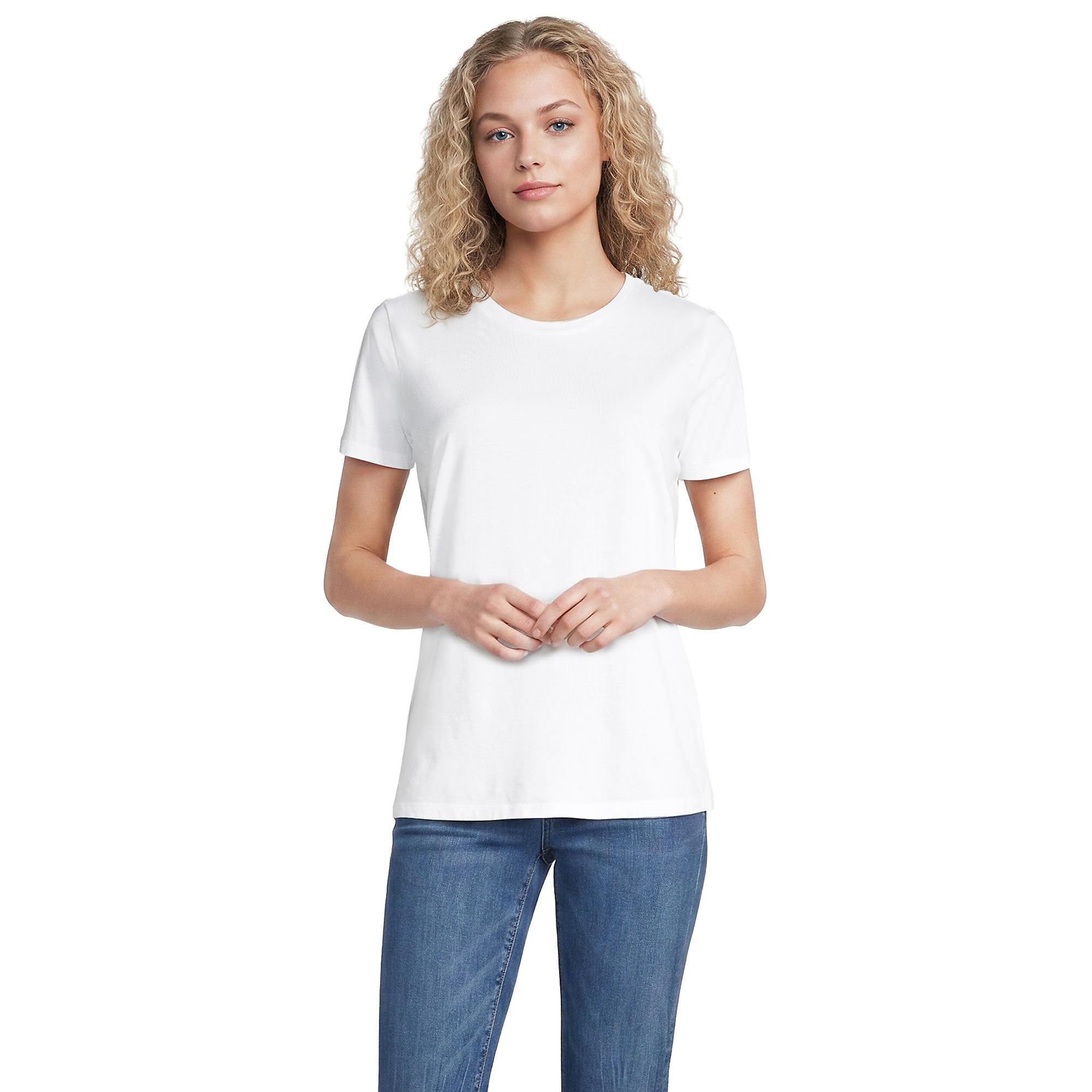 Lands' End Women's Supima Crew Neck T-Shirt X-Large White