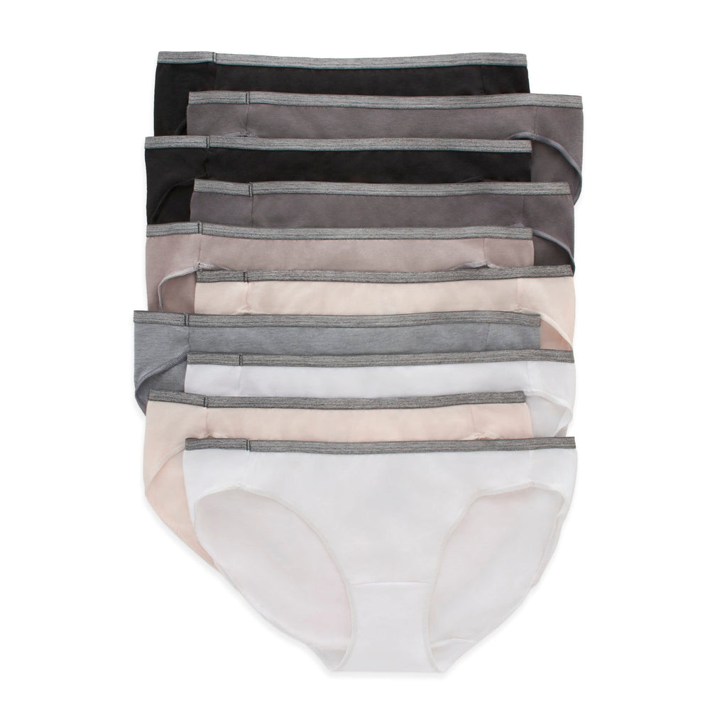 Hanes Women's Breathable Cotton Stretch Bikini, 10 Pack, Assorted 1, 9