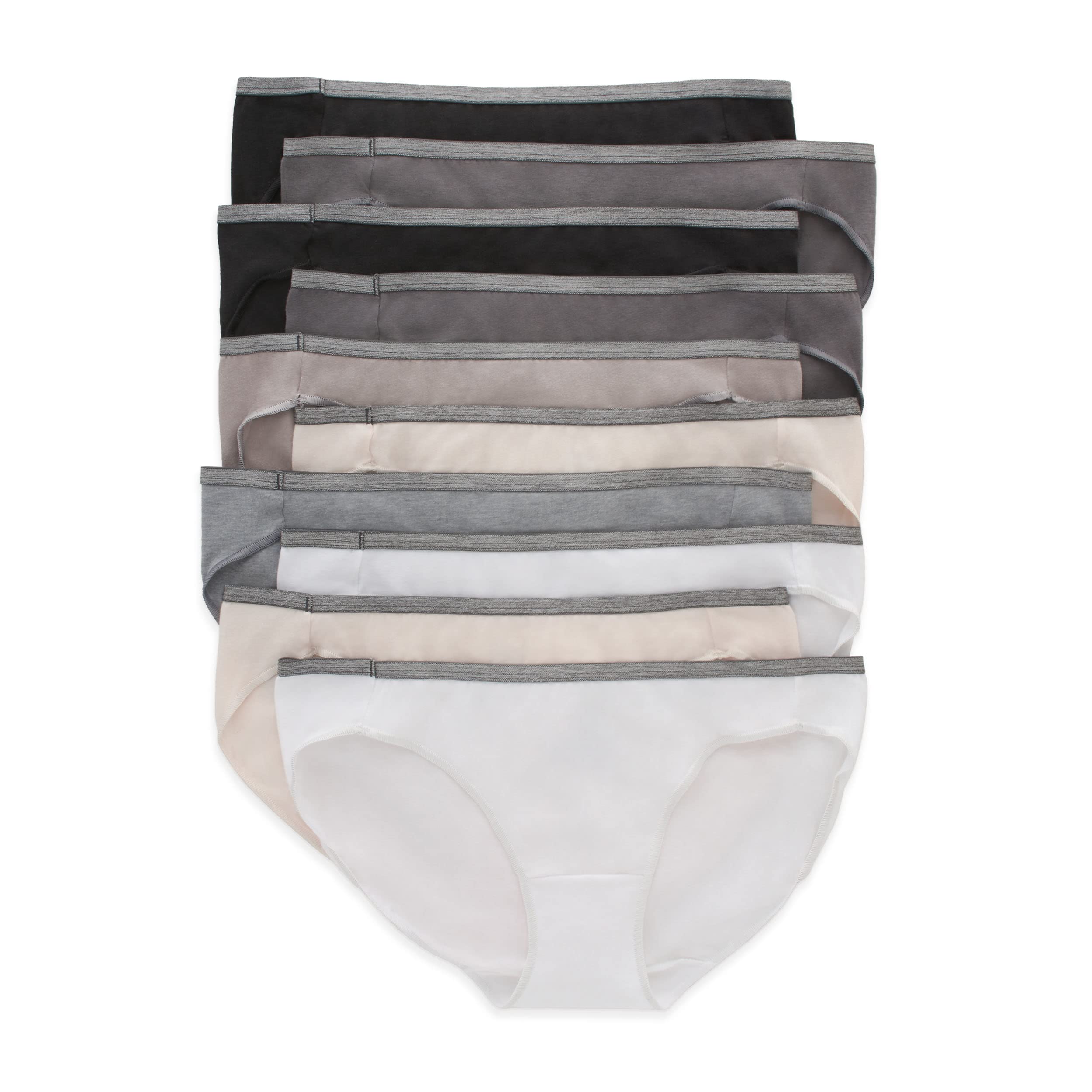 Hanes Women's Breathable Cotton Stretch Bikini, 10 Pack, Assorted 1, 9