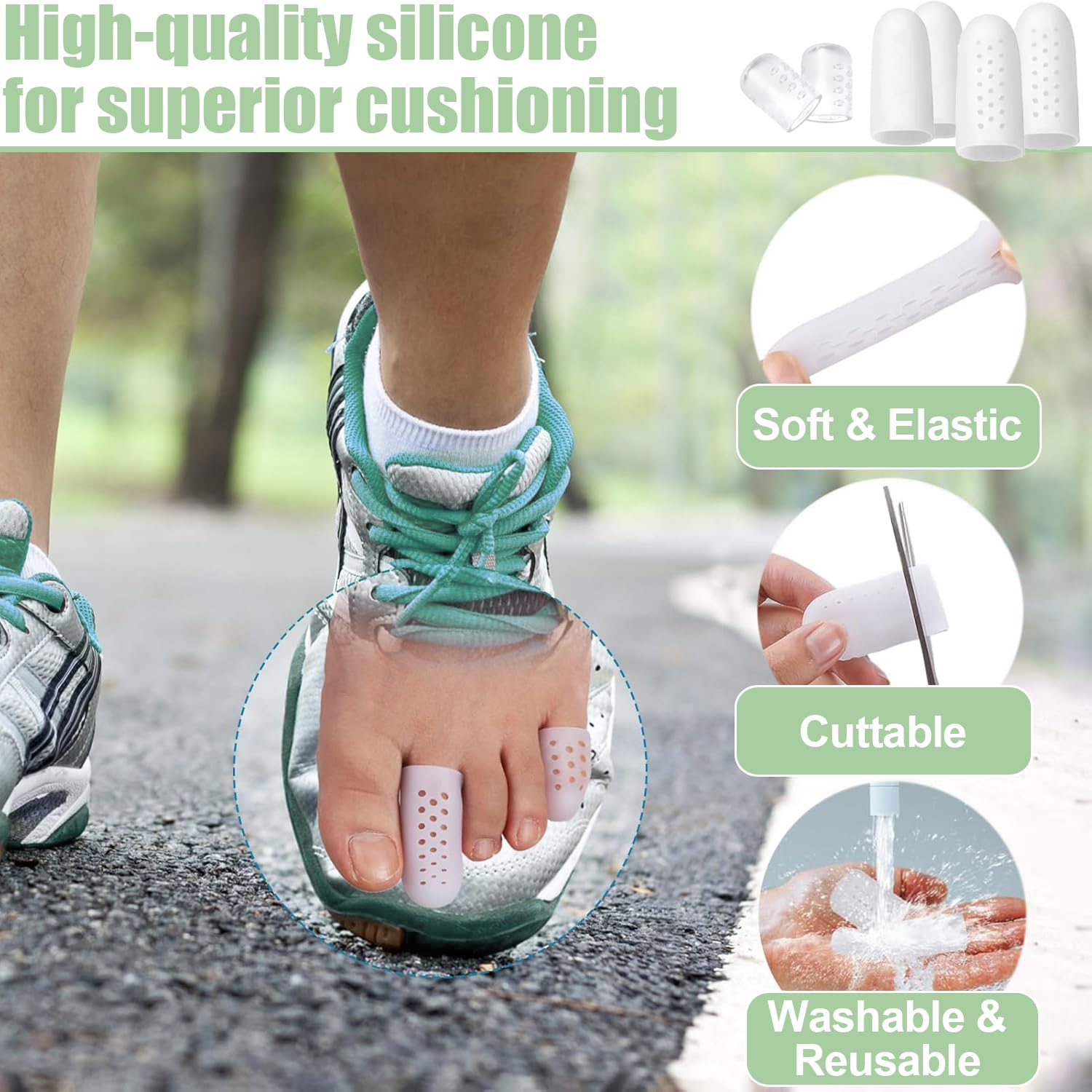 VYNFLICK Silicone Toe Protector: Gel Anti-Friction Breathable Toe Finger Caps 30PCS Toenail Guard Covers for Women Men Foot Bunion, Corn, Blister, Pain, Callu Toenail Sleeve Pads