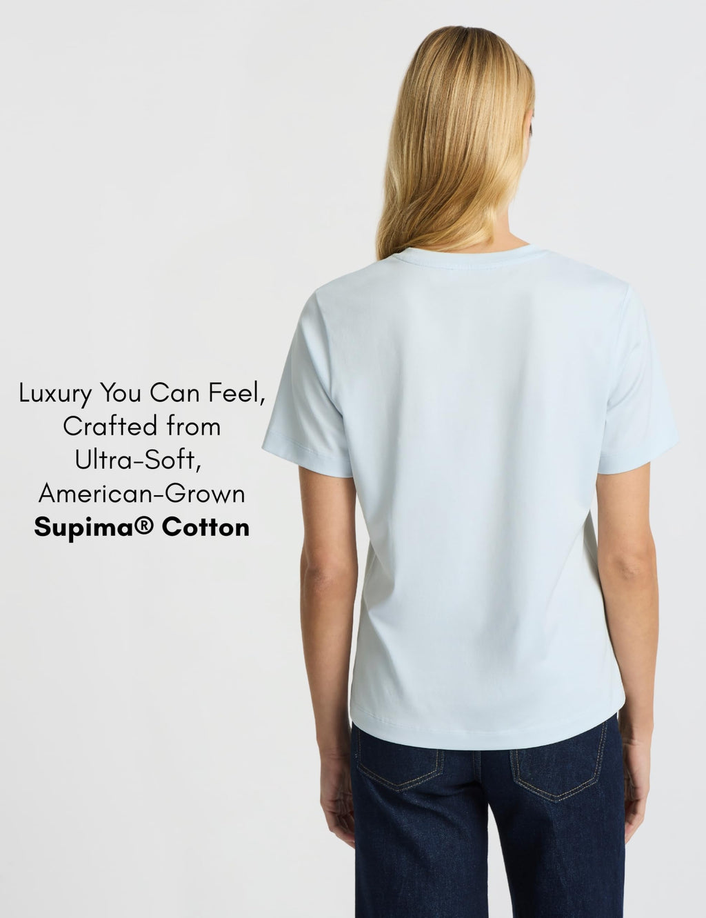 Presics Women’s Supima® Mercerised Cotton T-Shirt - Light Blue - X-Small – USA-Grown Cotton, Luxury Finish, Crew Neck, Short Sleeve, Flattering Fit