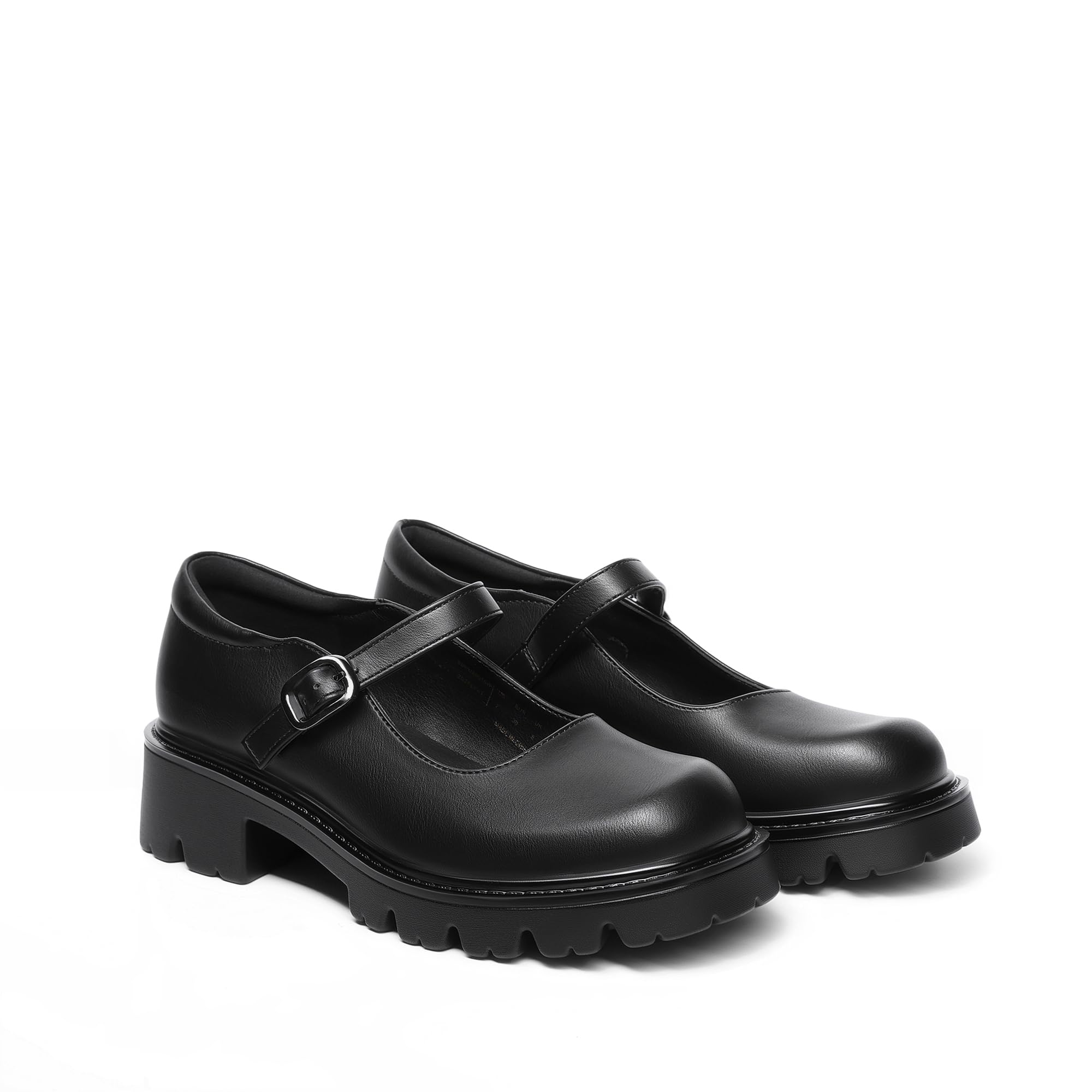DREAM PAIRS Mary Jane Platform Shoes for Women Closed Toe Chunky Block Heel Cute Dress Shoes,Size 7.5,Black-Pu,SDPU26015W