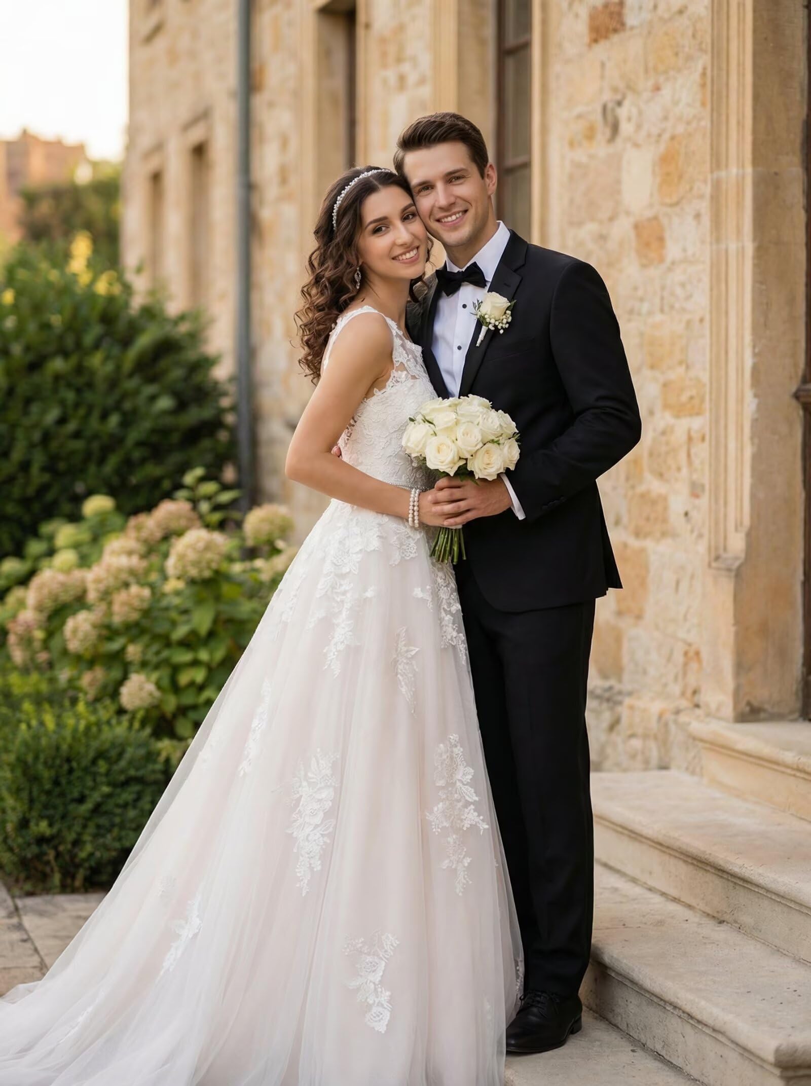 A-Line Bridal Gowns for Women Long Formal Wedding Dresses Lace Appliques Sleeveless Bridal Dresses for Bride 2026 Ivory 6 N1