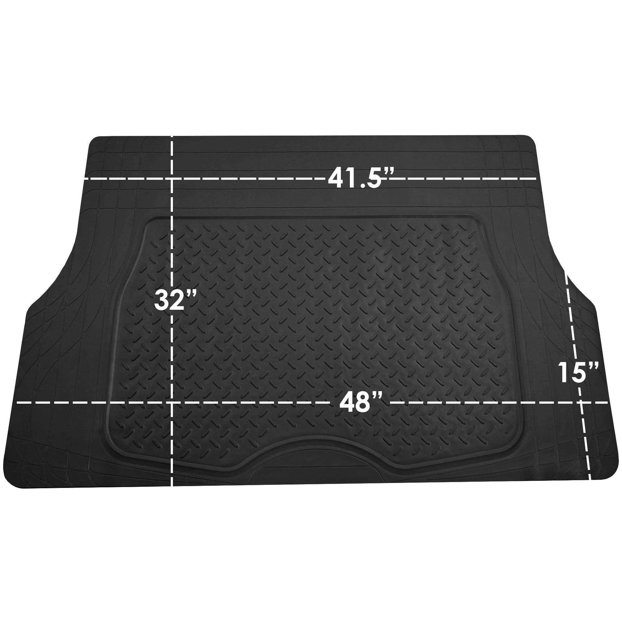 FH Group Premium Liners Tall Channel Trimmable All Weather Rubber Full Set Car Floor Mats (Beige) w. Trimmable All-Season Cargo Liner (Black) - Universal Fit for Cars Trucks and SUVs