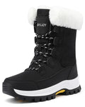 COOJOY Womens Winter Snow Boots Waterproof Shoes Walking Comfortable Hiking Booties Furry Mid Calf Warm Lightweight Black,US8 EU40