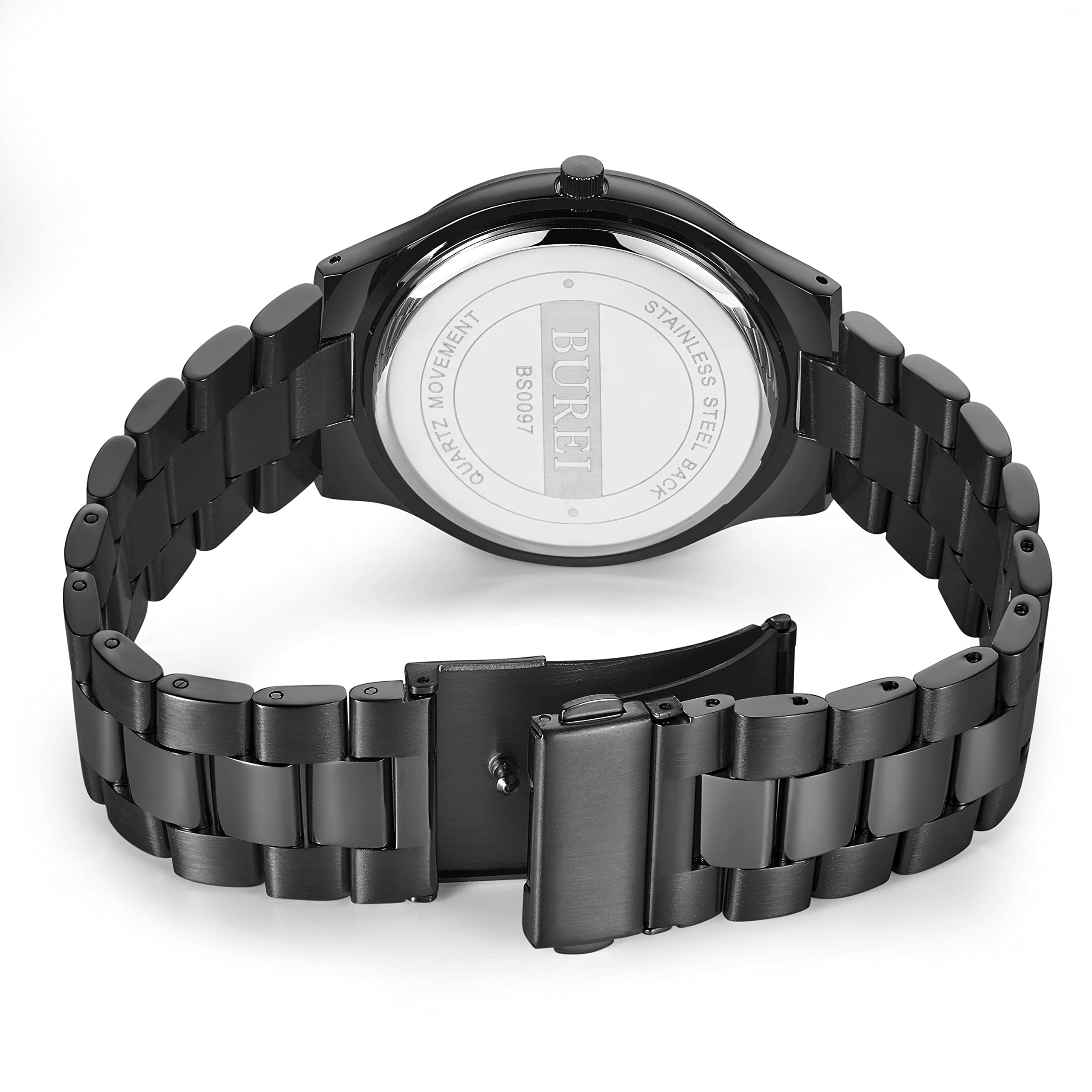 BUREI Men Watches Fashion Analog Stainless Steel Quartz Waterproof Watches,Gift for Men.