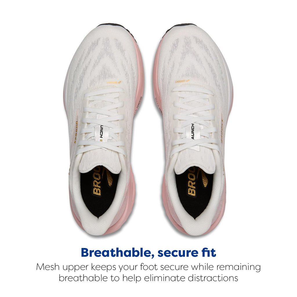 Brooks Women’s Launch 11 Neutral Running Shoe - White/Gold/Pink - 8 Medium