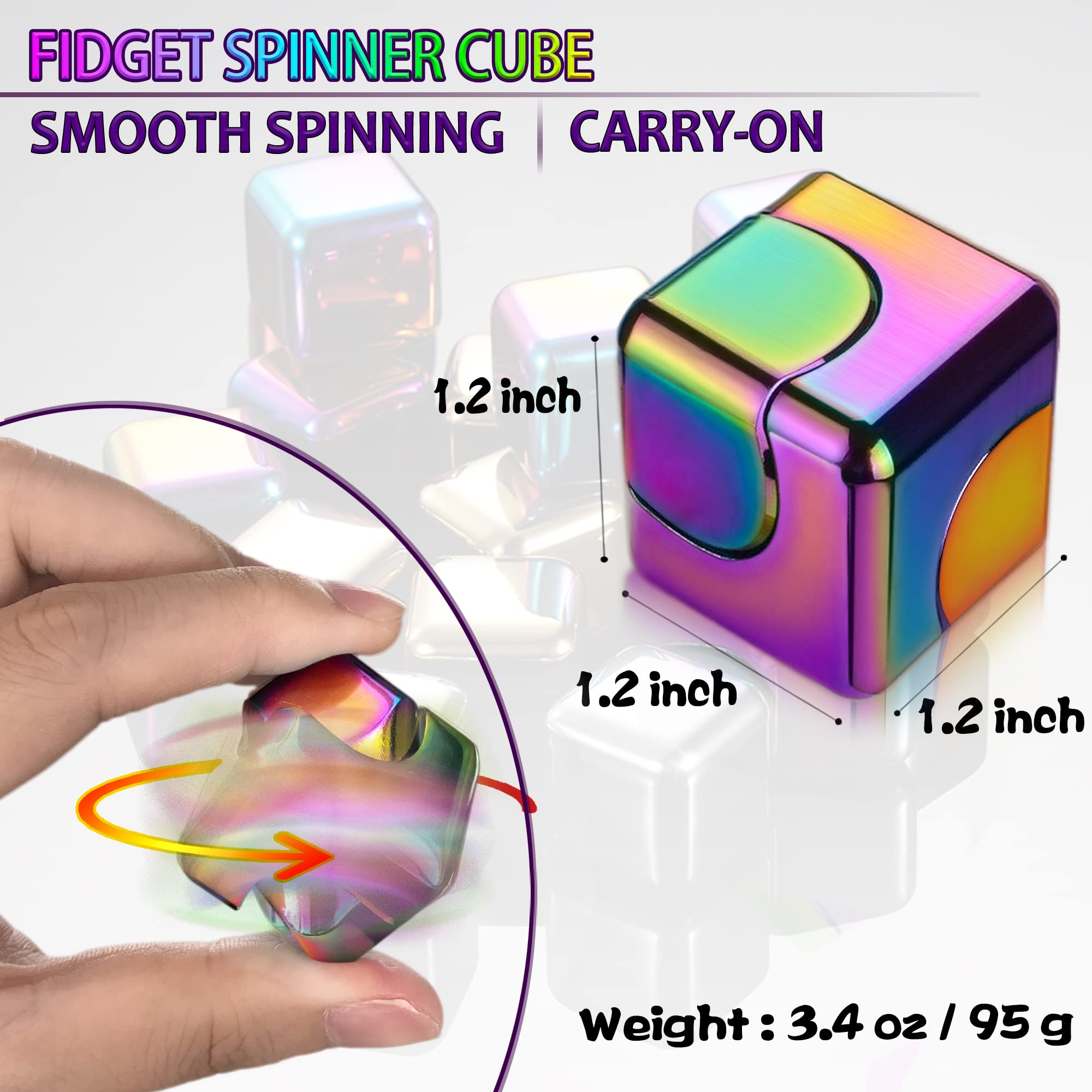 Fidget Spinner Toys Cube Adults, Valentines Day Gifts for Him Metal Cool Stuff Desk Gadgets Office Toy for Teen Boy Small Anxiety Figette Sensory Toy ADHD Tool Fingears Figet Stress Gifts for Teens