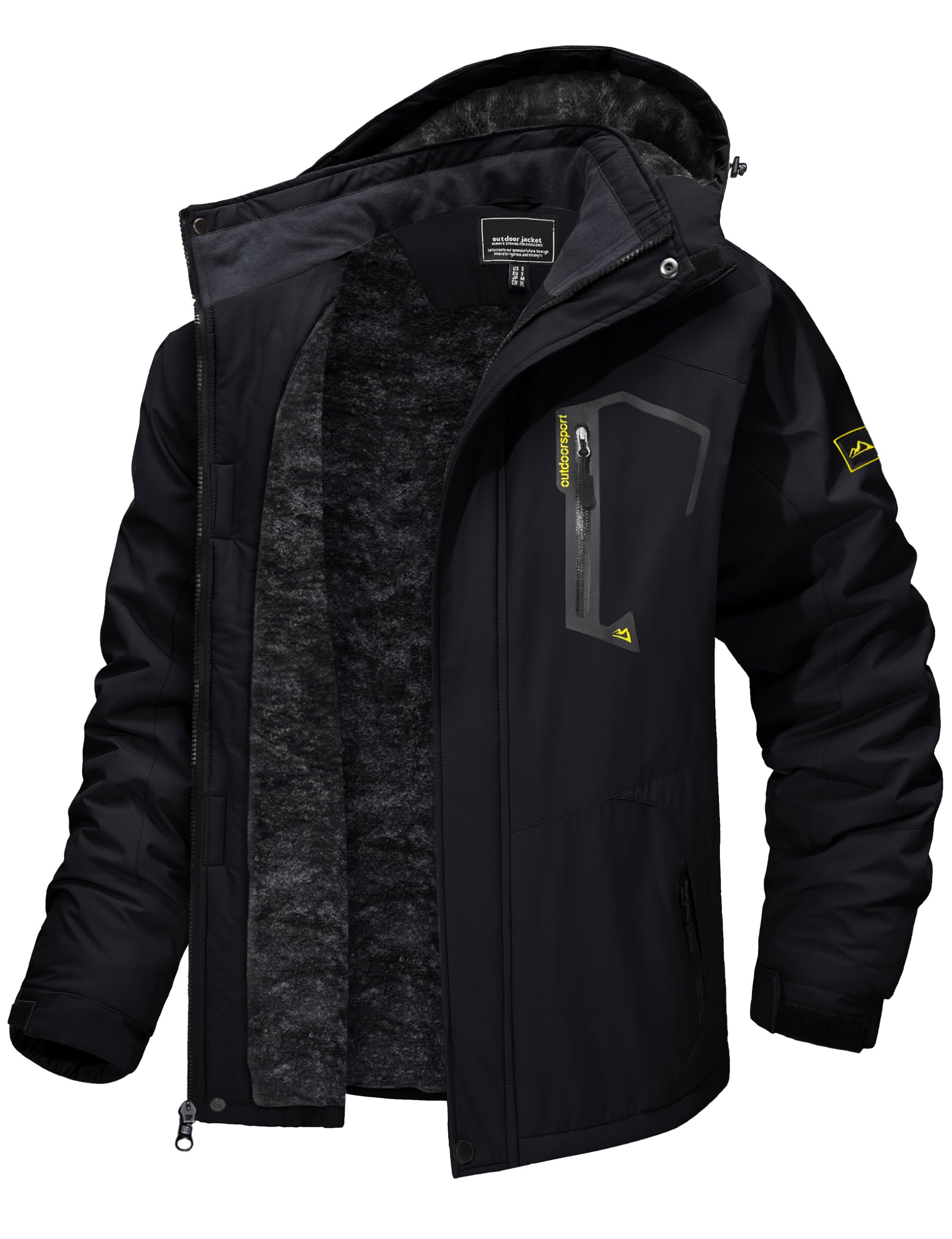 TACVASEN Winter Jacket for Men Fleece Jacket Ski Coat Snowboarding Warm Jacket Winter Parka for Men Hooded Water Resistant Rain Coat Tactical Jacket