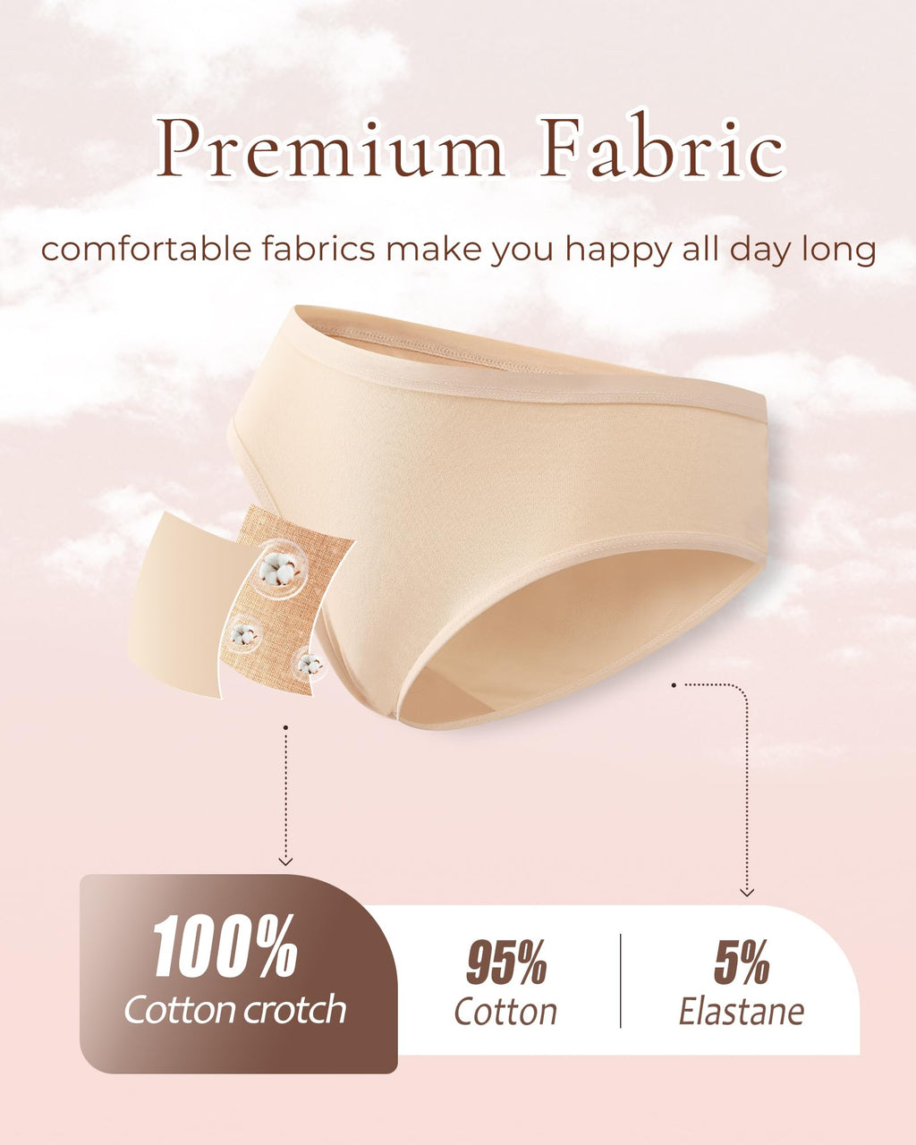 ALL OF SHE Womens Underwear Cotton Hipster Panties Breathable Sexy Cheeky Stretch Soft Ladies Bikini Underwear 6 Pack S-XXL