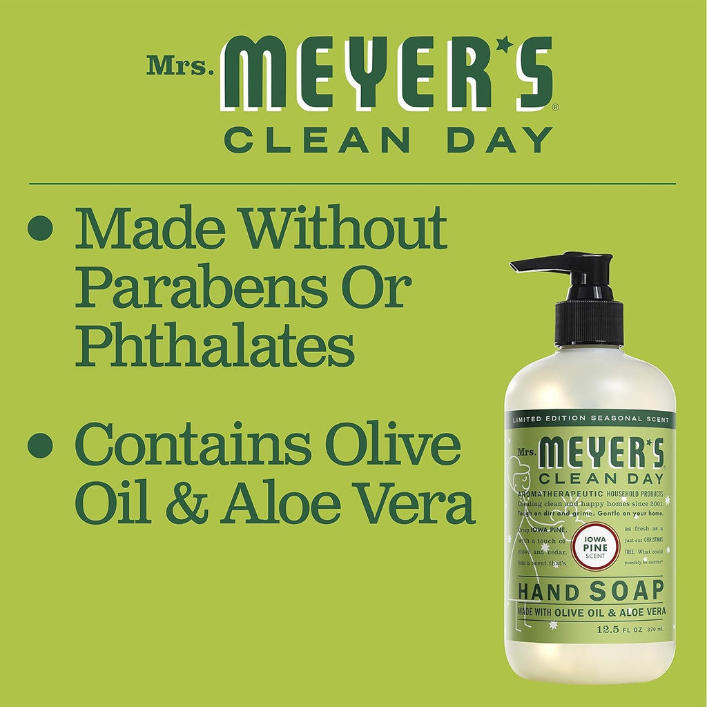 MRS. MEYER'S CLEAN DAY Hand Soap, Made with Essential Oils, Limited Edition Iowa Pine, 12.5 Fl. Oz - Pack of 3