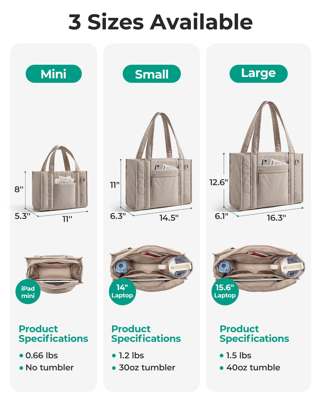 BAGSMART Boxy Tote Bag for Women, Crossbody Bag with Zipper, Crush Bow Purses for Travel Work College, Tan, Large