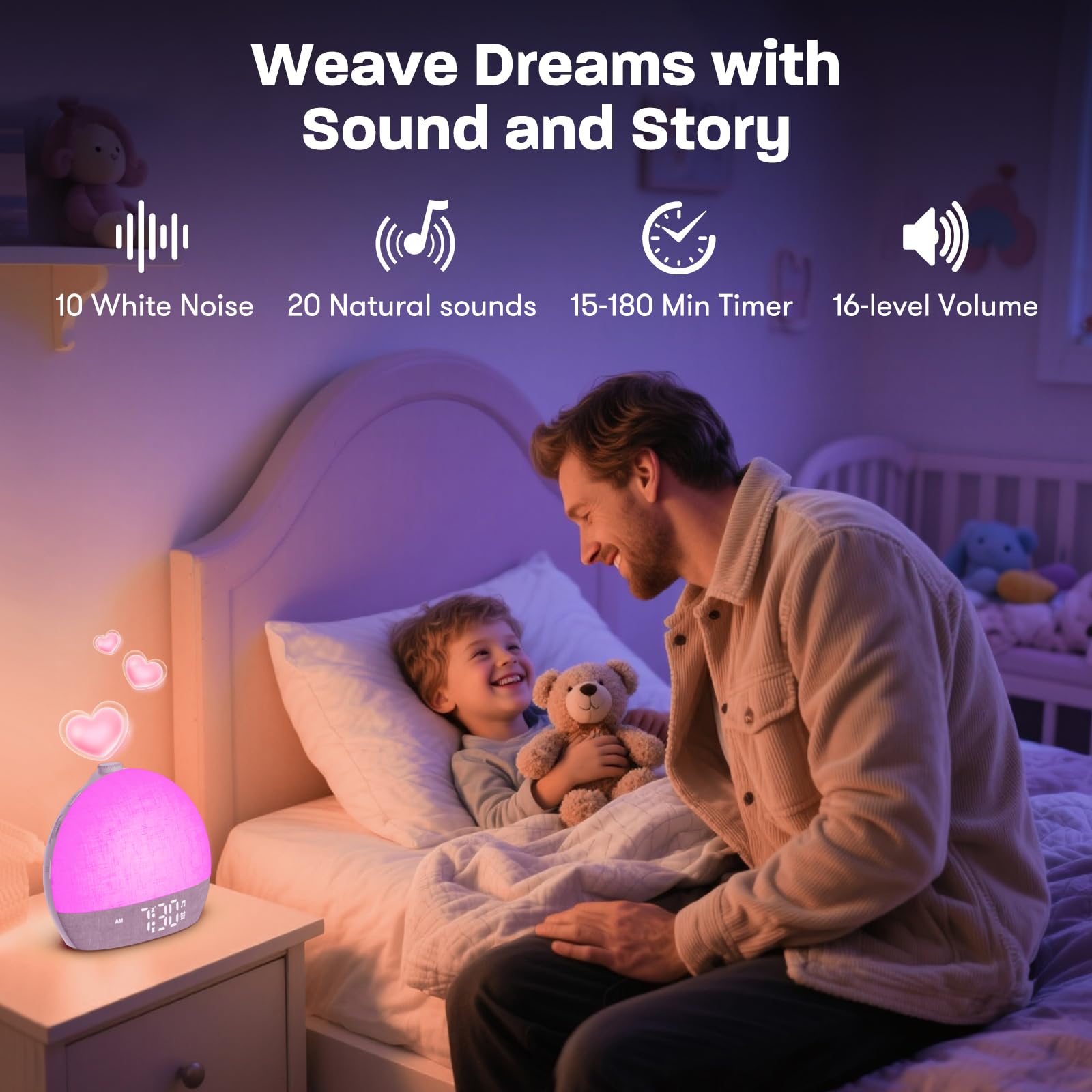 Wake Up Light Sunrise Alarm Clock,White Noise Machine with 30 Soothing Sounds,Stepless Dimmer Digital Alarm Clock Bedside Night Light 12 Colors, Alarm Clocks for Heavy Sleepers Adults/Kids/ Bedroom