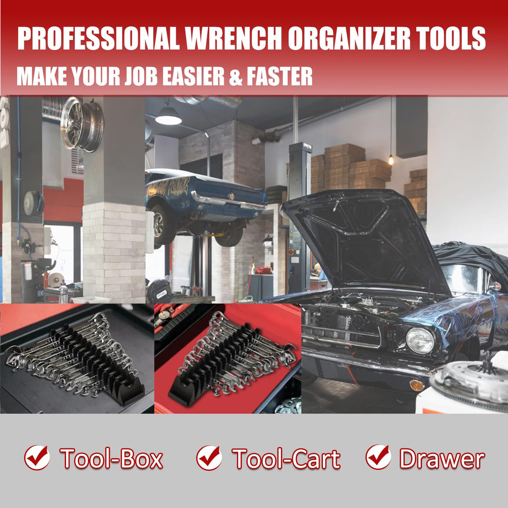 Monliful 84 pcs Magnetic Modular Wrench Organizer Wrench Holder - Wrenchs Tool Organizers for Tool Drawer Storage, Wrenchs Rack with Metric SAE Labels, Tool Storage Set Holder Festival Mechanics pcs