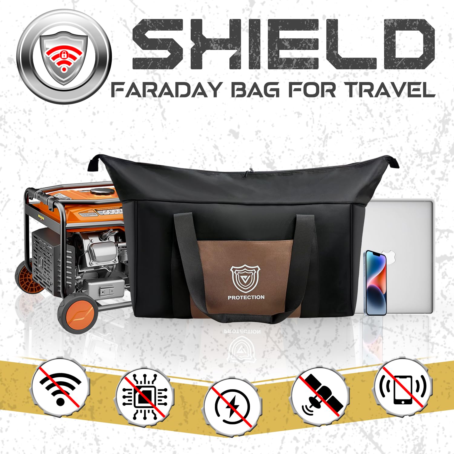 Faraday Duffel Bag Military-Grade RF Shielding for Large Electronics & Mobile Devices Travel Protection Signal Isolation Data Privacy