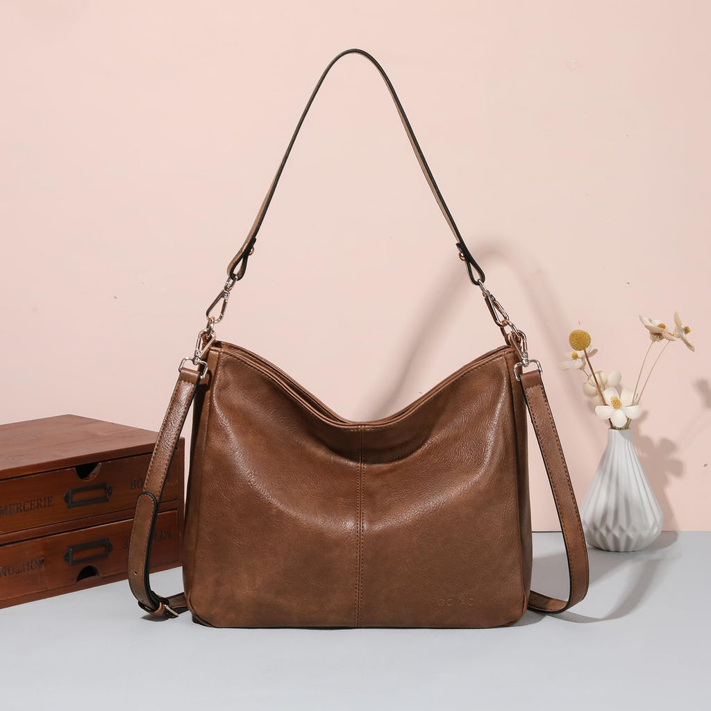 GOIACII Hobo Bags for Women, Soft Leather Shoulder Crossbody Purse, Ladies Large Casual Tote Handbag Multi Pocket