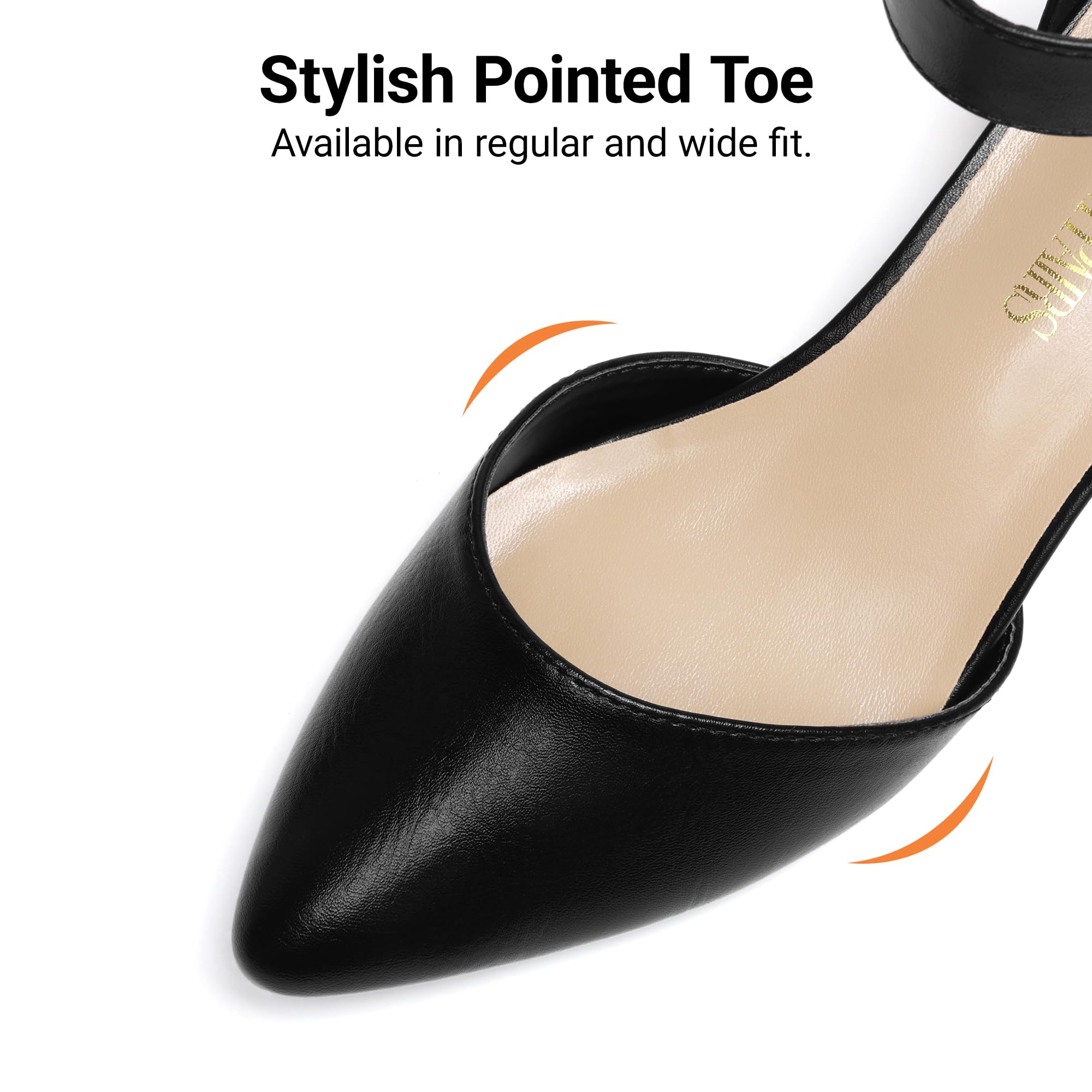 DREAM PAIRS ANNEE Pointed Toe Low Chunky Heels Pump Shoes,Size 8.5,Black/Pu,ANNEE