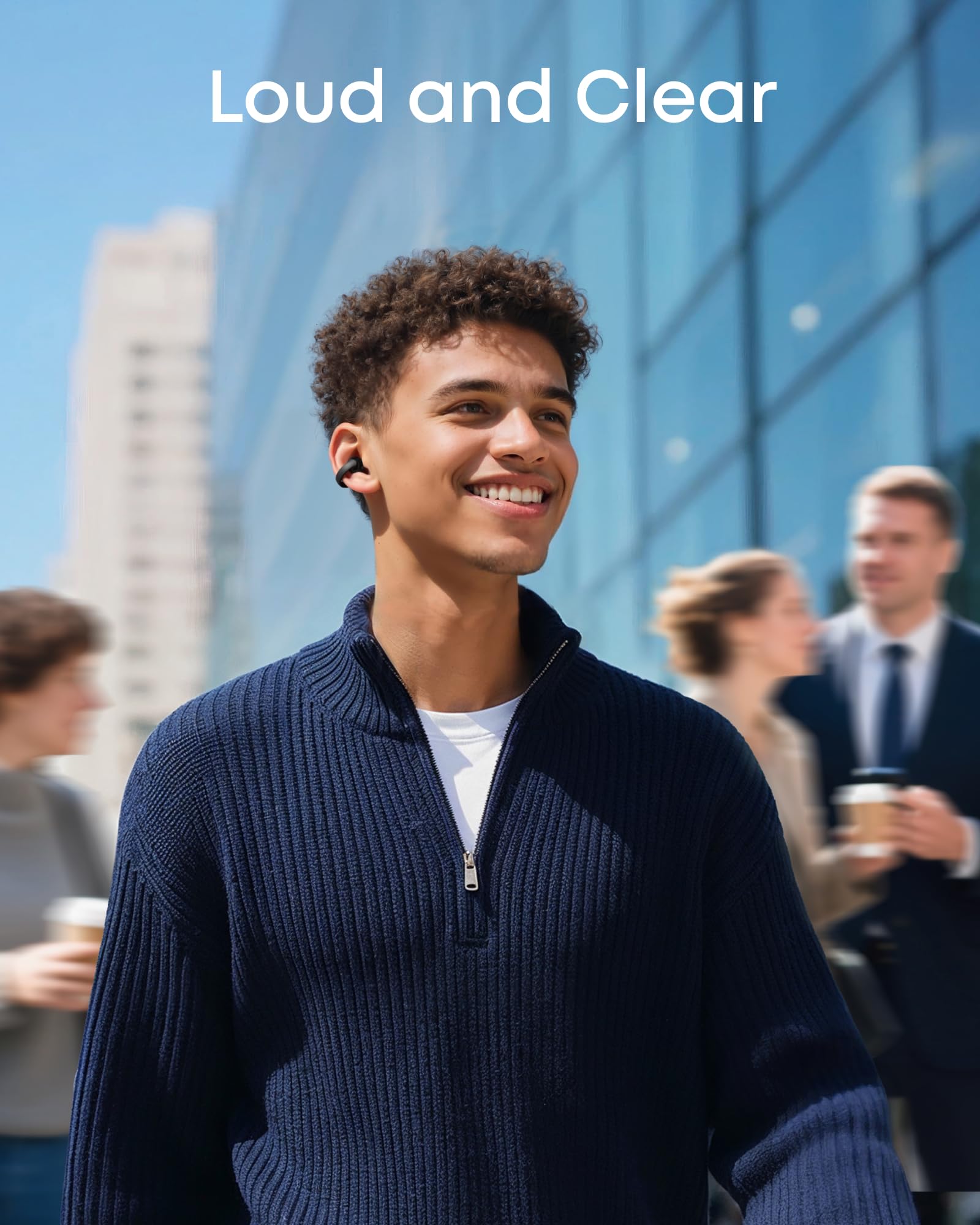Soundcore C50i Open Ear Earbuds, Clip-On Headphones Over Ear for Running Workout, 12mm Drivers Powerful Bass, 28H Playtime IP55 Waterproof, Bluetooth 6.0 Hi-Res, FlexiClip Design by Anker
