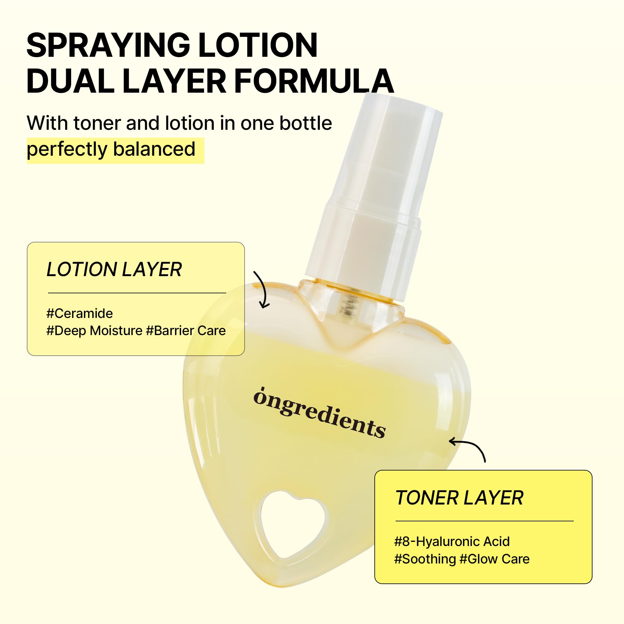 ONGREDIENTS Skin Barrier Glow Mist (Heart Edition), Dual-Layer Facial Mist, 98% Pure Glutathione, Multi-Peptide, Centella, Ultra-Fine Spray, Dry and Sensitive Skin, Korean Skin Care 1.69 fl. oz.