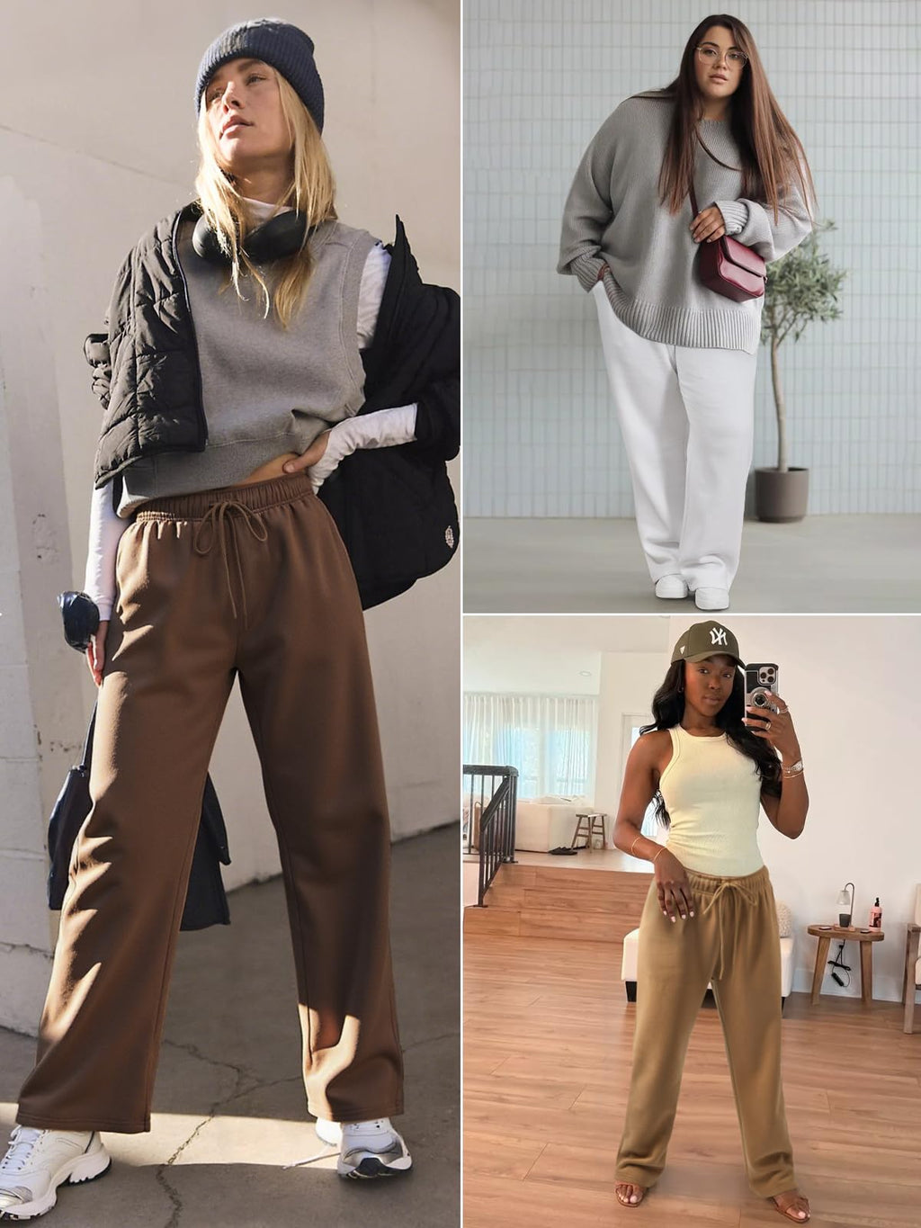 ATHMILE Women 2026 Fall Fleece Lined Sweatpants Petite Baggy Open Bottom Halloween Pants Drawstring Casual Aesthetic Clothes Orange