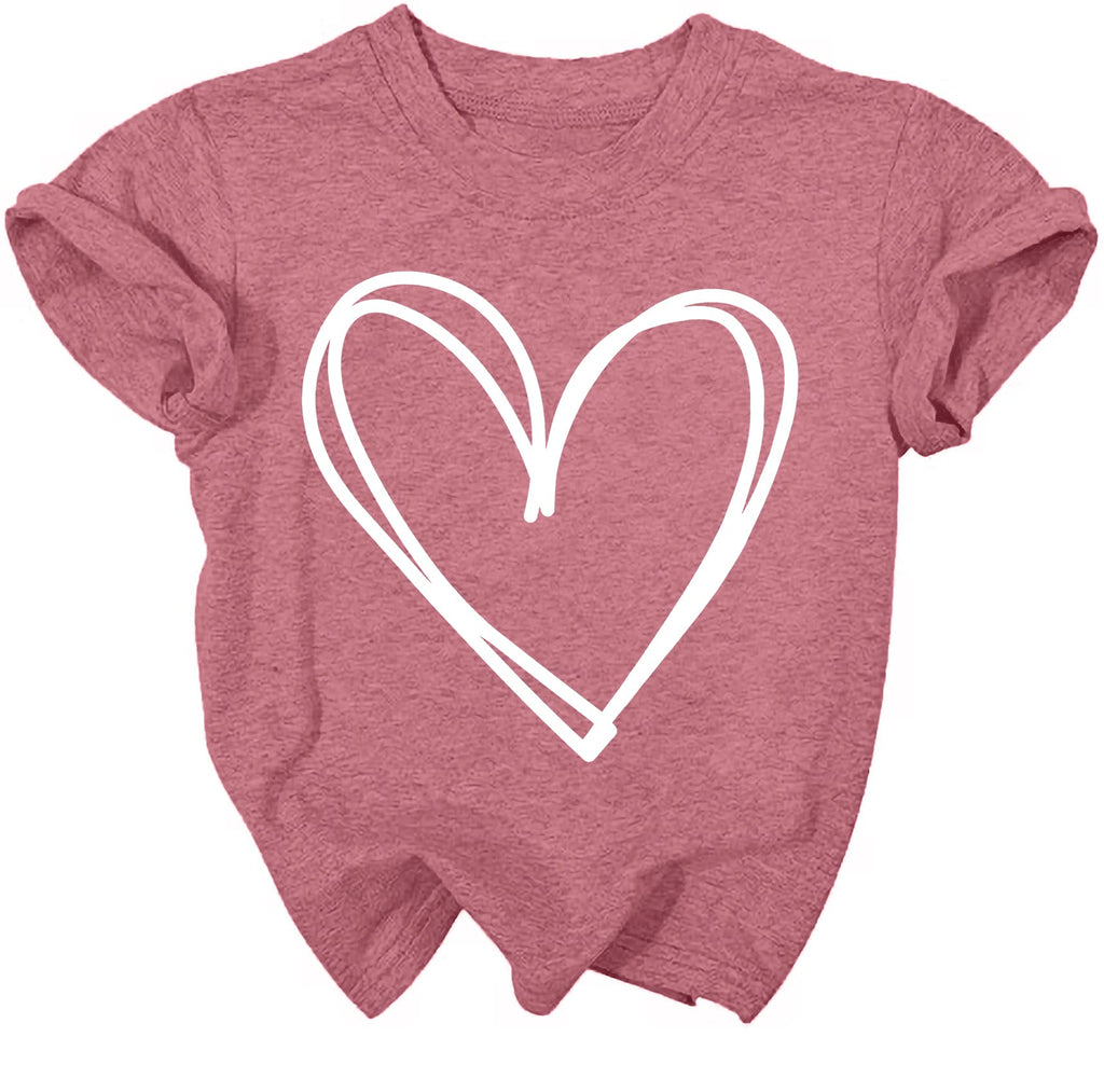 Toddler Valentine's Day Shirts Boys Girls Love Heart Graphic T-Shirt Valentine Short Sleeve Tee Tops