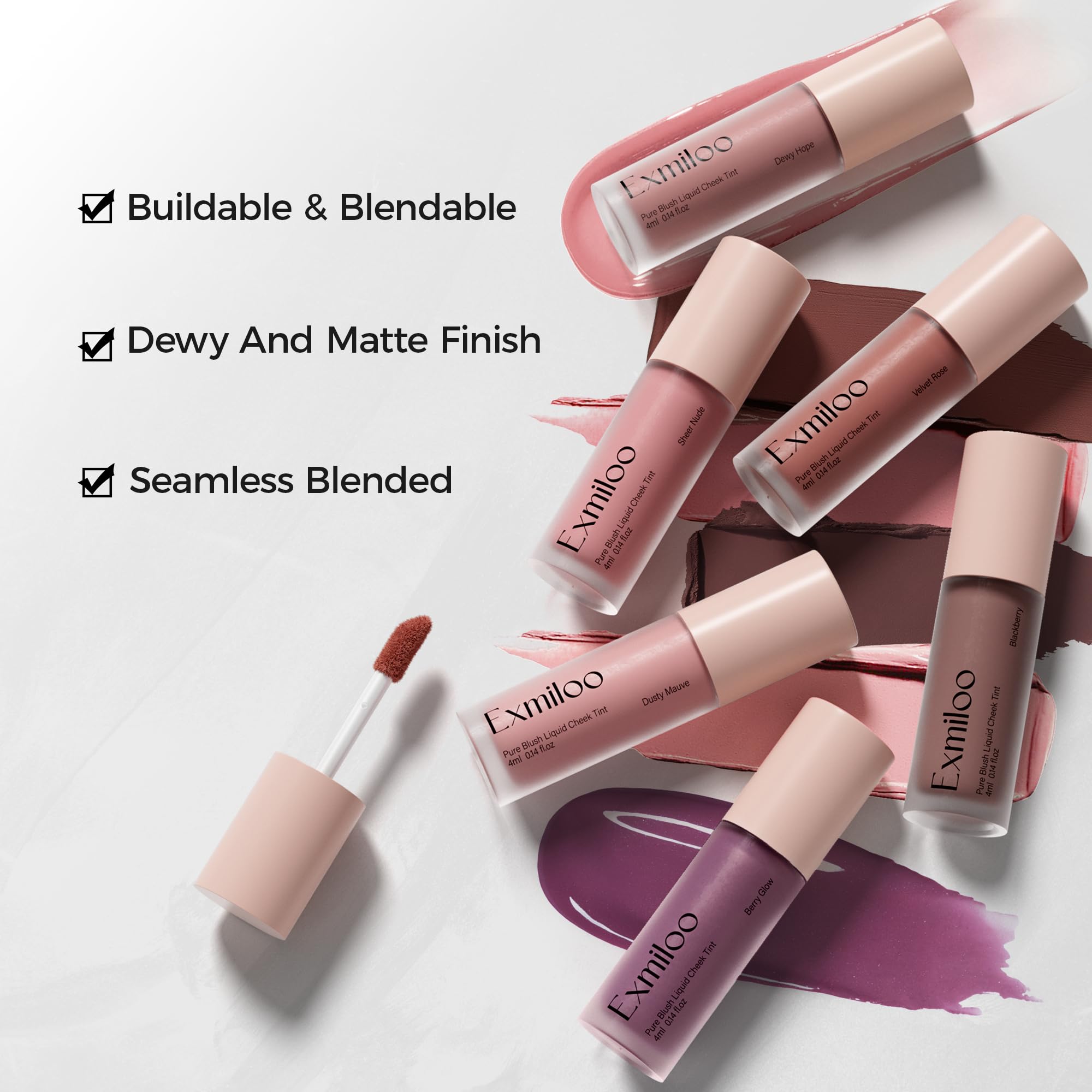 Exmiloo Liquid Blush - Dewy Liquid Blush for Cheeks, Lightweight & Buildable Blush Liquid Makeup for a Natural Everyday Look, Vegan & Cruelty-Free, Dewy Hope
