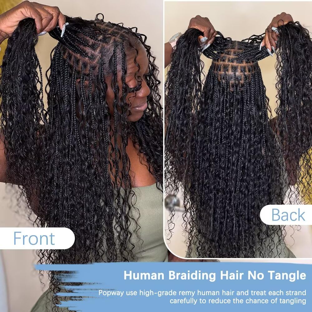 Human Braiding Hair for Boho Braids 150g 6 Bundles/Pack 20 Inch Deep Wave Bundles Human Hair Curly Boho Hair for Braiding 12A Bulk Braiding Hair Wet and Wavy Natural color