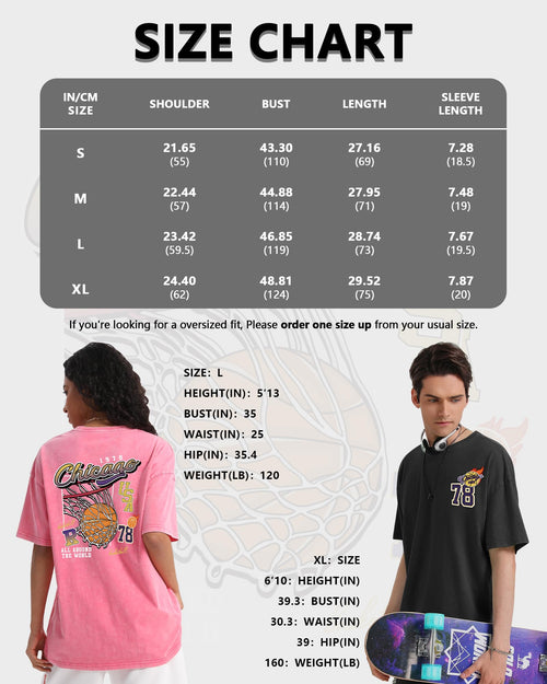 AugYew Mens Graphic Tees Vintage Unisex Acid Wash Printed Streetwear Cotton Oversized T-Shirts Loose Fit Basic Summer Trendy Tops for Men Women,Black,M