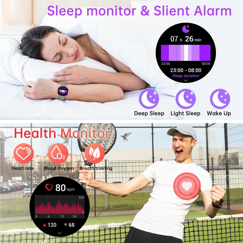 Smart Watch for Men Women Fitness: Waterproof Make/Answer Call Smart Watches for Men Digital Mens Watches Running Step Tracker Smartwatch Android Phones iPhone Samsung Compatible Heart Rate Monitor