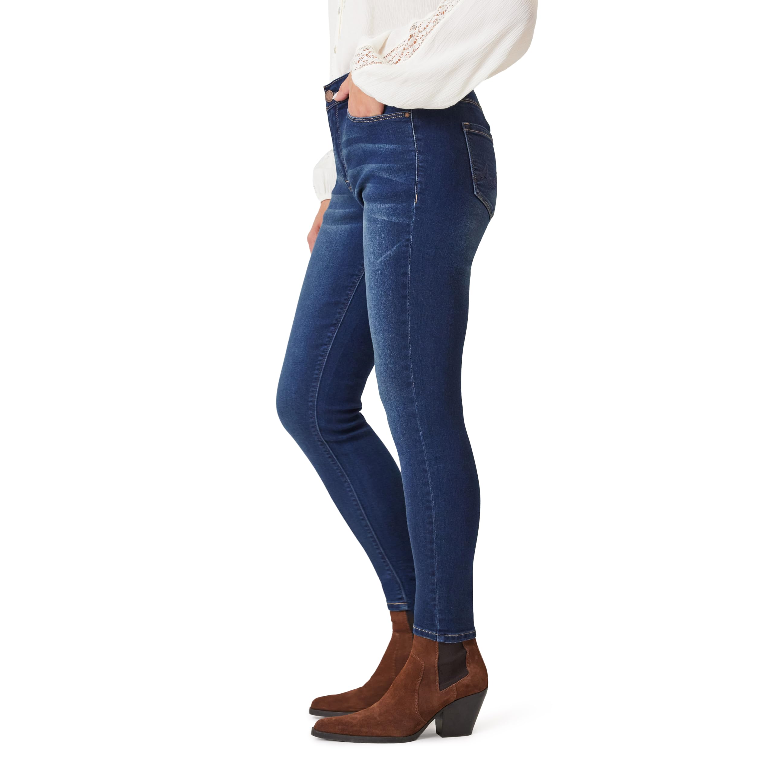 Angels Forever Young Womens 360 Sculpt Skinny Mid-Rise (Standard and Plus) Jeans, Sofia, 18 Plus