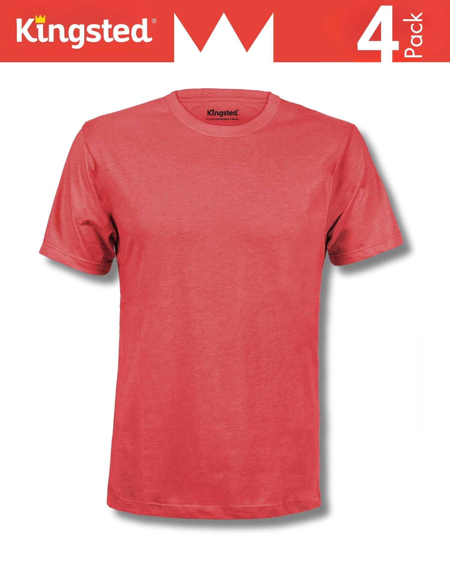 Kingsted Men's T-Shirts Pack - Royally Comfortable - Super Soft Cotton Blend - Short Sleeve Tagless Crewneck - Plain Colored Classic Tees (4 Pack, Favorites, Large)