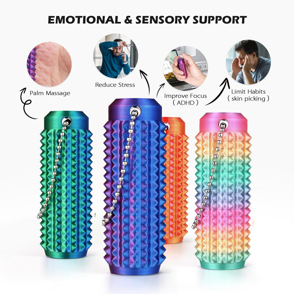 Little Ouchies Pain Fidget 4PCS – Pain Stim Tool Spiky Sensory Fidget Toys for Adults Anxiety Relief, 3D Printed Grippie Keychain for Focus & Skin Picking, Stress Relief Gift for Teens
