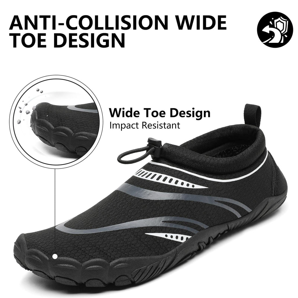 Mishansha Barefoot Shoes for Men Lightweight Water Shoes Men Quick Dry Swim Aqua Five Toe Beach Shoes Coal Black-E0153 13.5 Women/11.5 Men