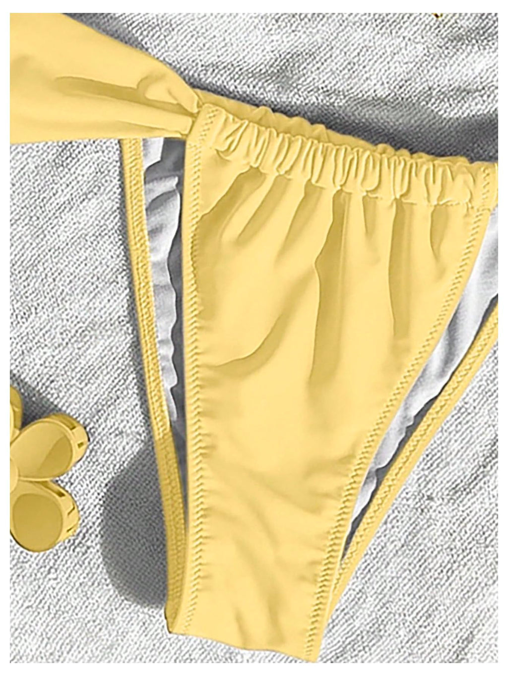 SOLY HUX Women's Halter String Bikini Sets High Cut Cheeky Thong Sexy Two Piece Swimsuits Bathing Suit Pure Yellow Small