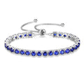 FANCIME September Birthstone Jewelry Blue Sapphire Bracelet for Women Sterling Silver 4mm Gemstone Tennis Bracelet Bolo Adjustable Chain Fine Jewelry Birthday Gifts for Women Mom Wife Her