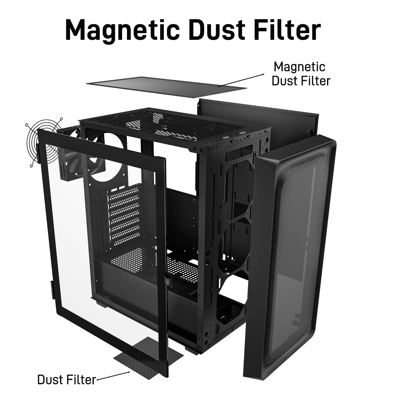 DARKROCK EC2 Black ATX Mid Tower PC Case, Type-C Ready, Supports 50 Series Graphics Cards, Tempered Glass Side Panel, up to 8 x 120mm Cooling Fans & 1 x 360mm Radiator, 1 x Pre-Installed Fan