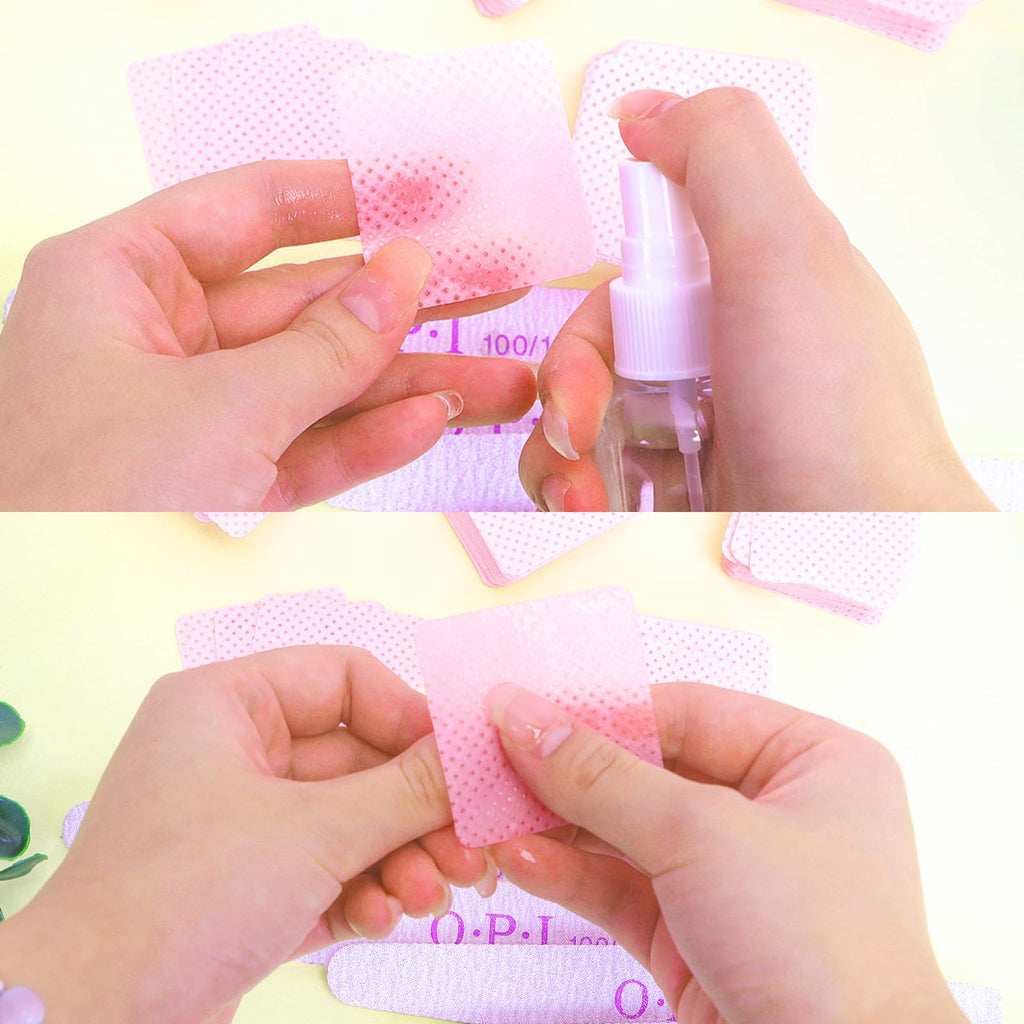600 Pcs Lint Free Wipes for Nails, Nail Wipes Pads with 5 Pcs Nail Files, Nail Art Acrylic Gel Remover Wipes, Lint Free Polish Pads for Nail, Eyelash, Nail Art