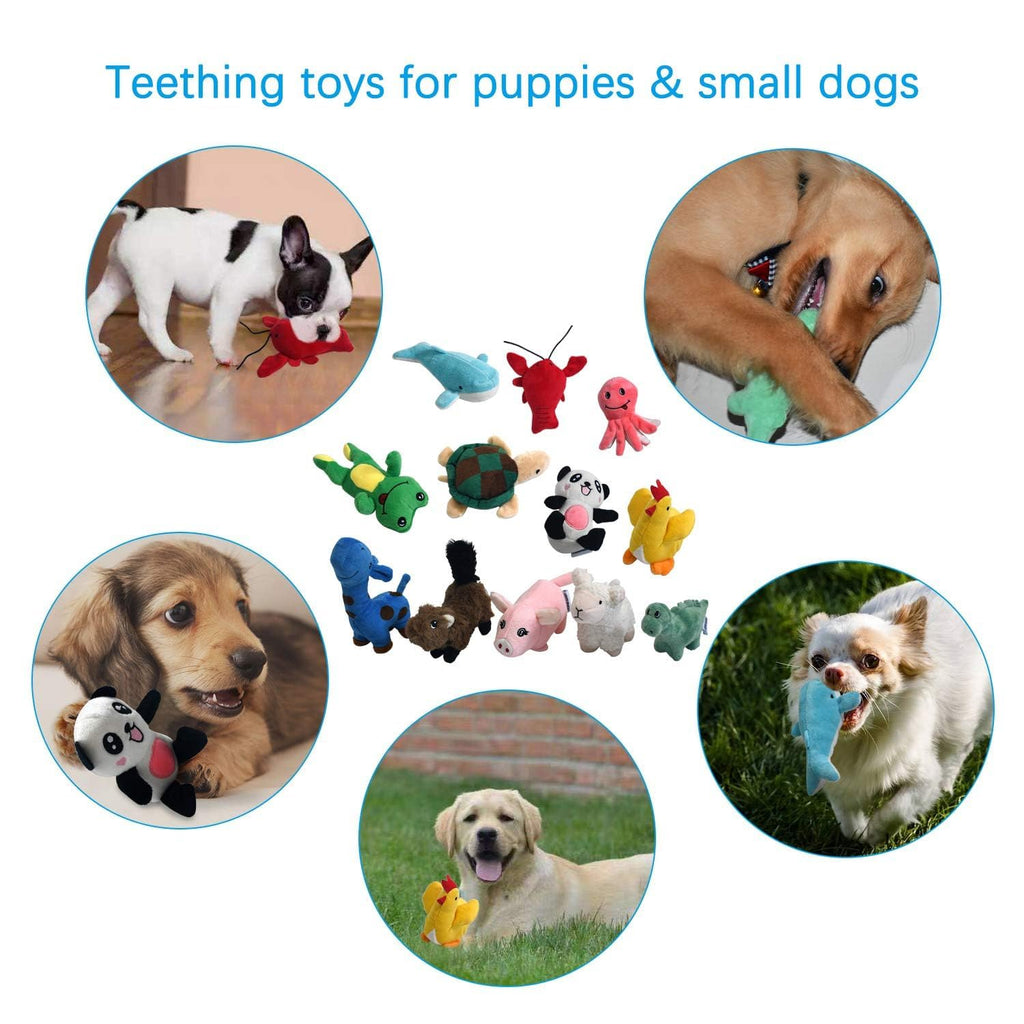 LEGEND SANDY Squeaky Plush Dog Toy Pack for Puppy, Small Stuffed Puppy Chew Toys 12 Dog Toys Bulk with Squeakers, Cute Soft Pet Toy for Small Medium Size Dogs