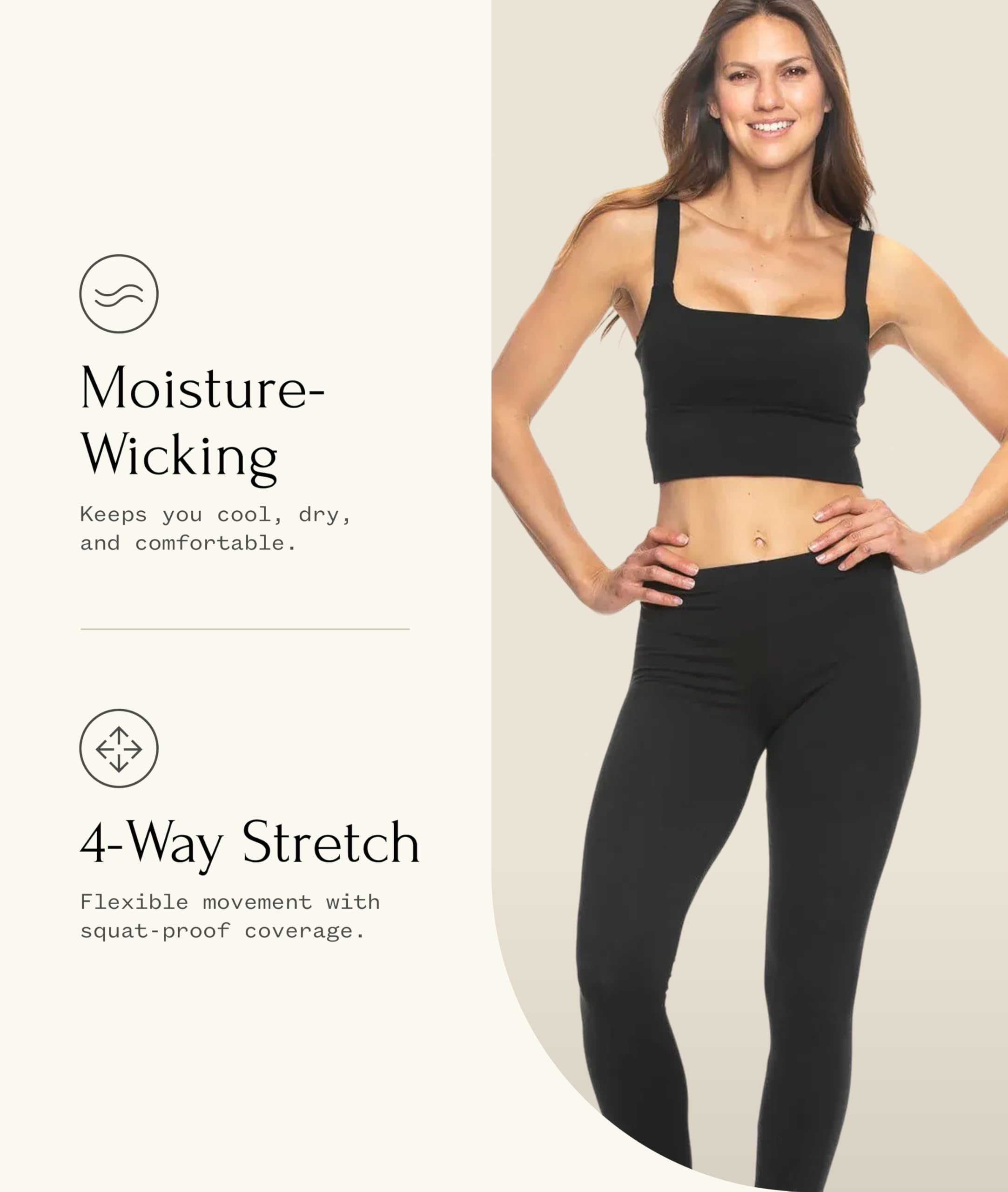 Felina Sueded Athleisure Performance Legging (2-Pack) Womens Leggings w/Slimming Waist Band Style: C3690RT Black